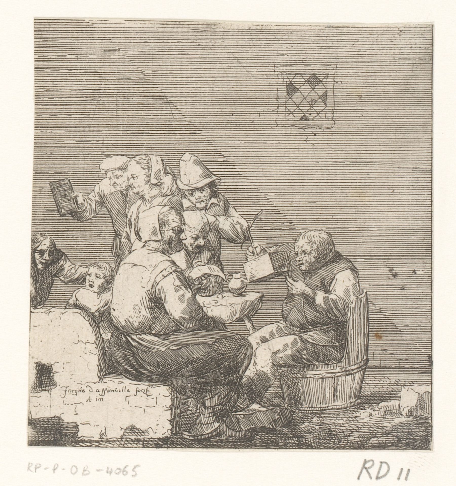 Gezelschap rond rattenval by Jacques Dassonville