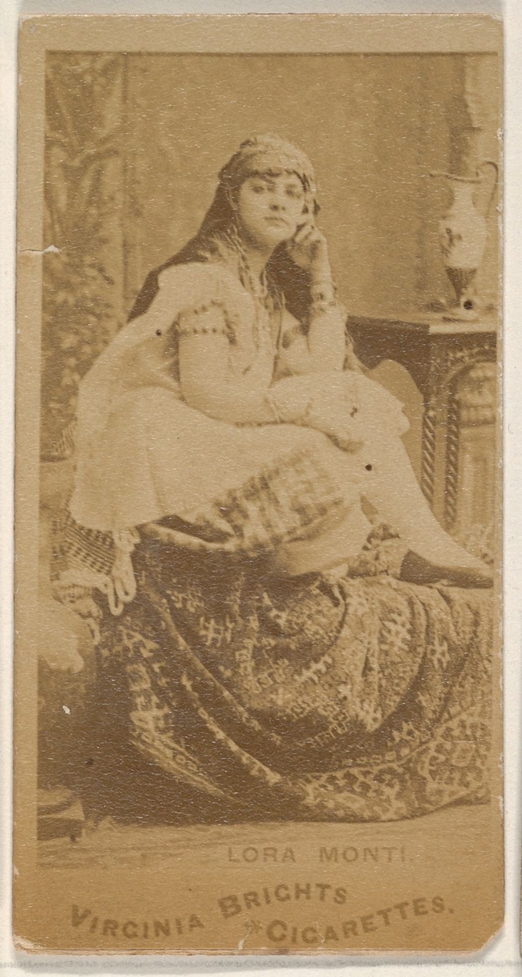 Lora Monti, from the Actors and Actresses series (N45, Type 1) for Virginia Brights Cigarettes by Allen & Ginter