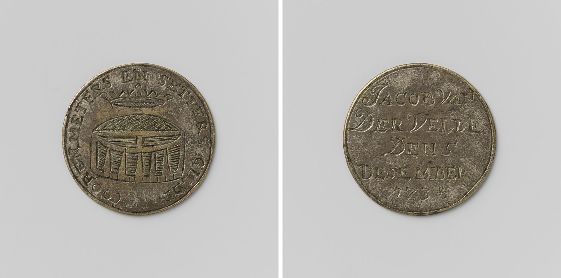 Korenmeters- en -zettersgilde van Amsterdam, gildepenning van Jacob van der Velde by Anonymous