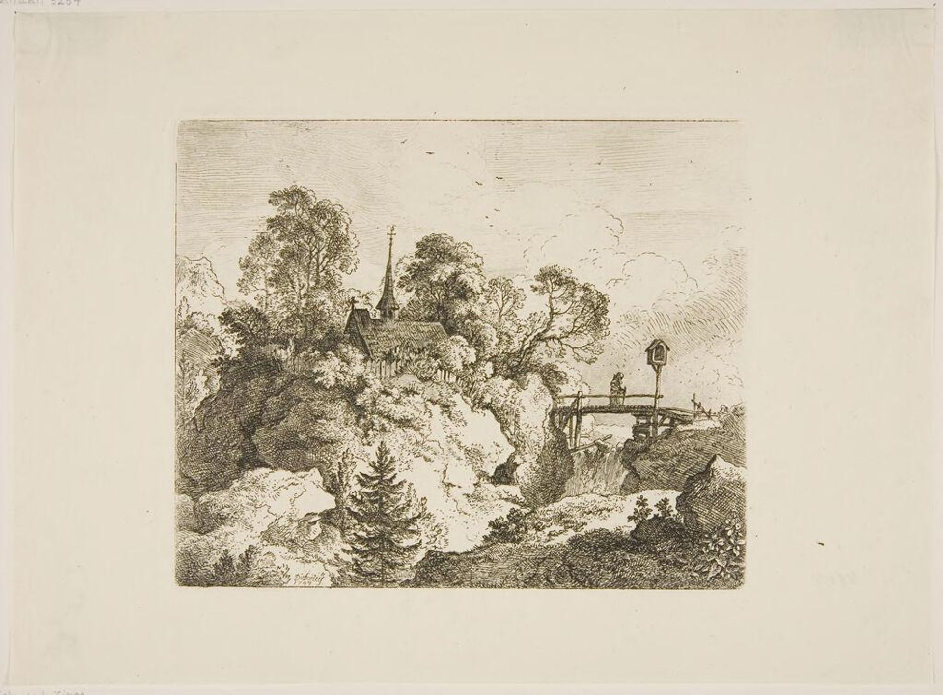 Hermit on a Bridge by Christian Wilhelm Ernst Dietrich