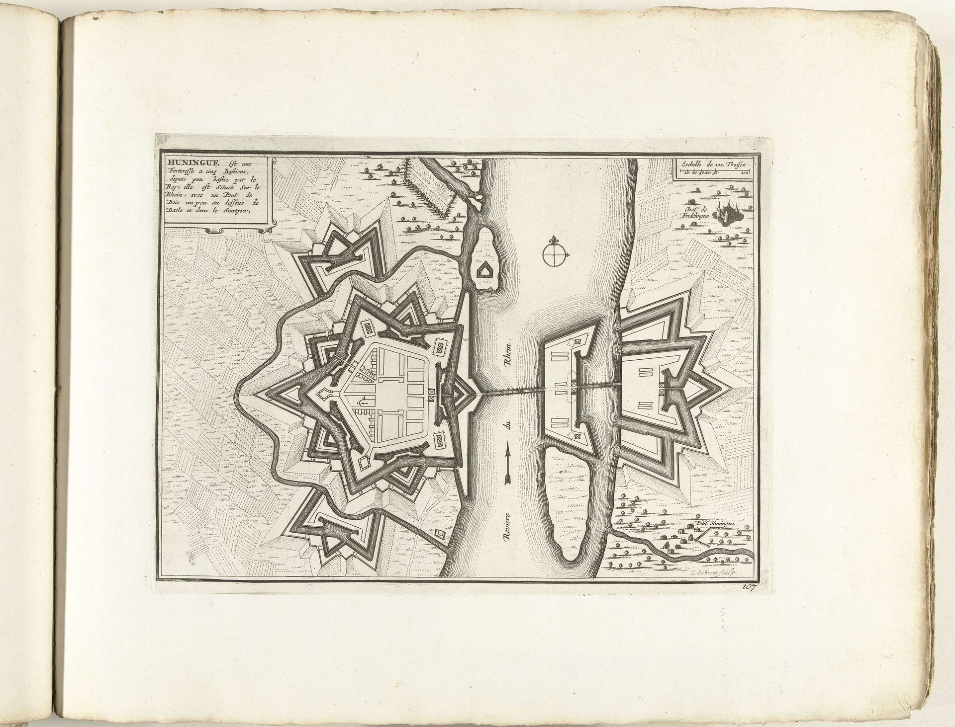 Plattegrond van Huningue, ca. 1702 by Laurens Scherm