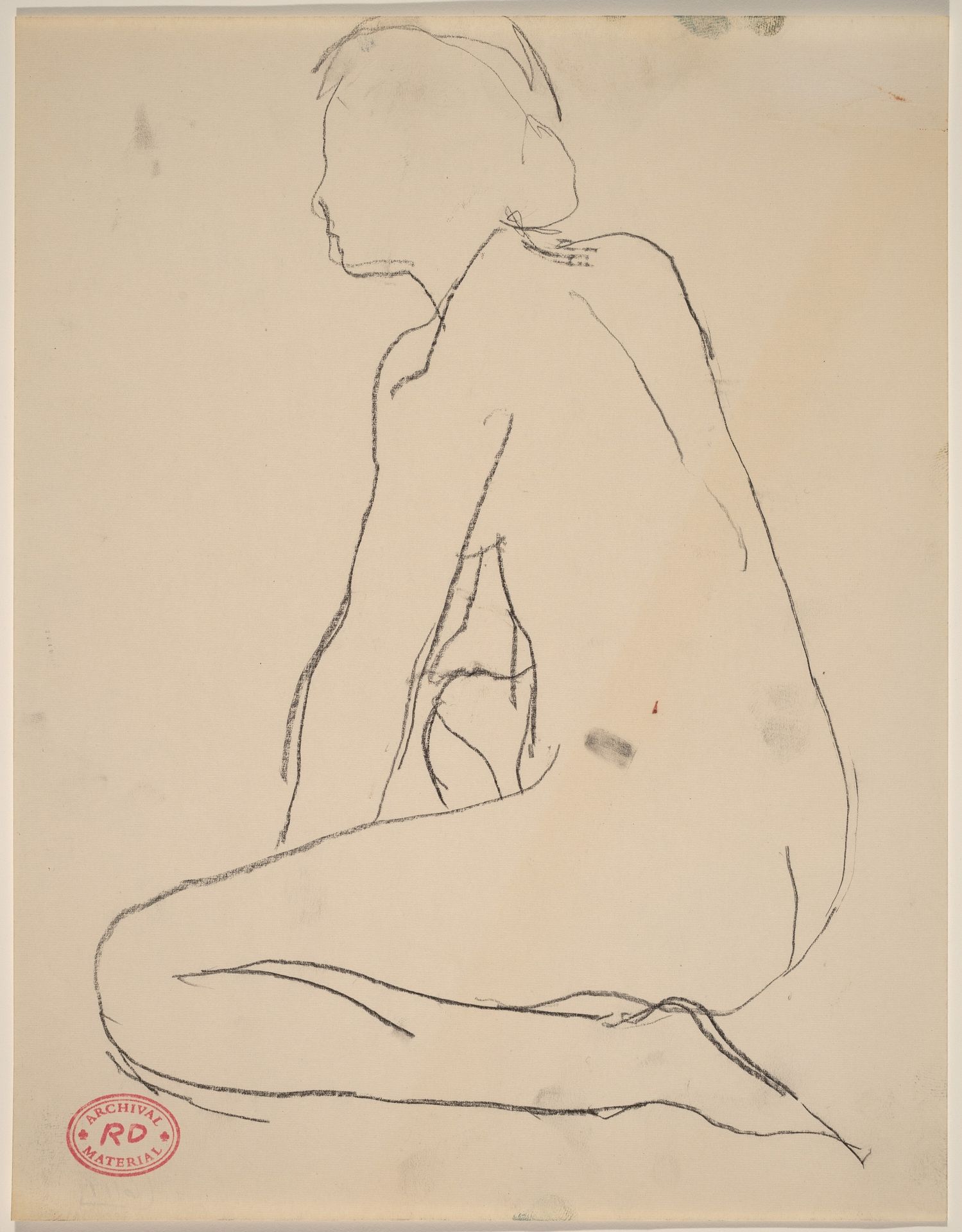 Untitled [side view of kneeling female nude] by Richard Diebenkorn