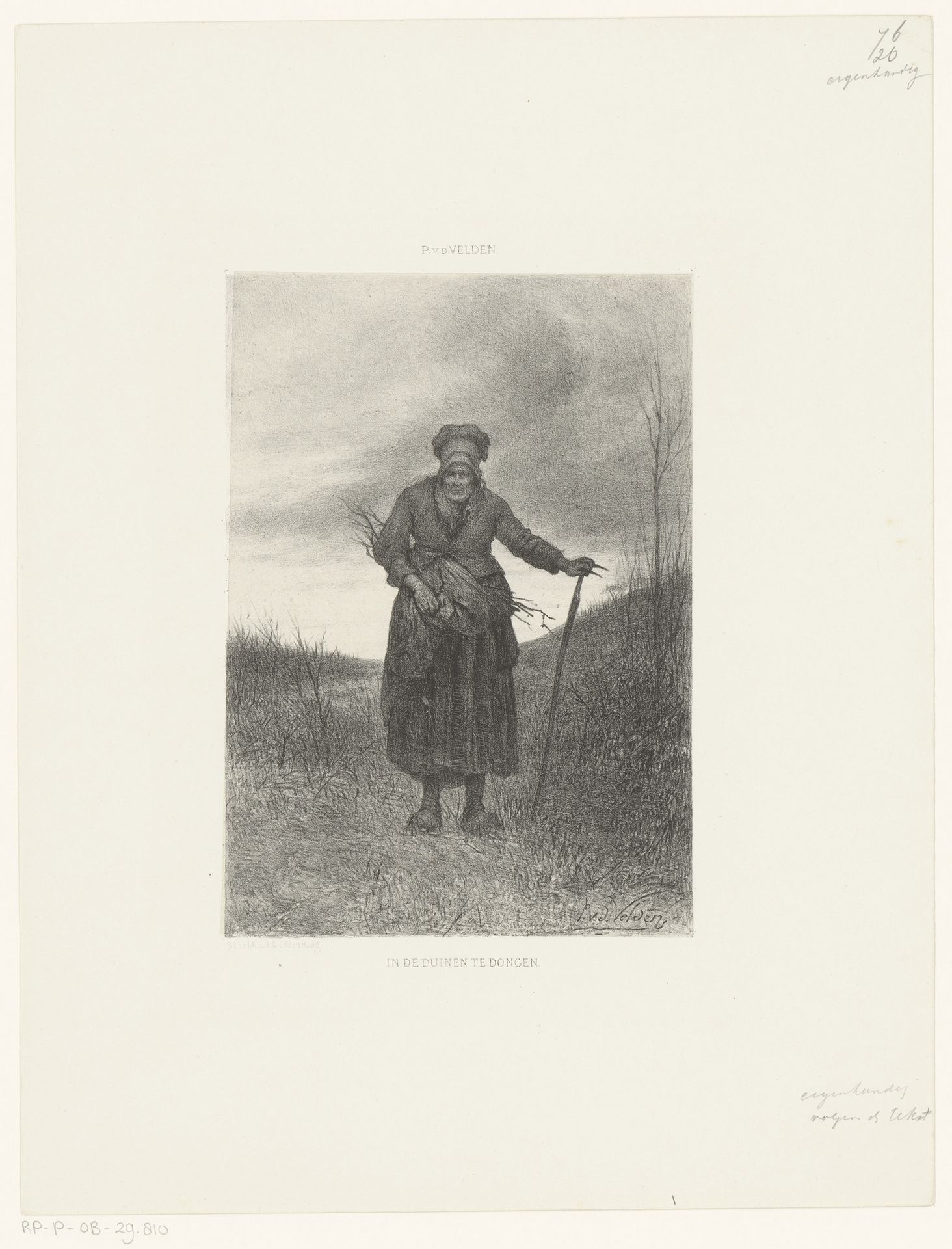Oude vrouw met takkenbos by Petrus van der Velden