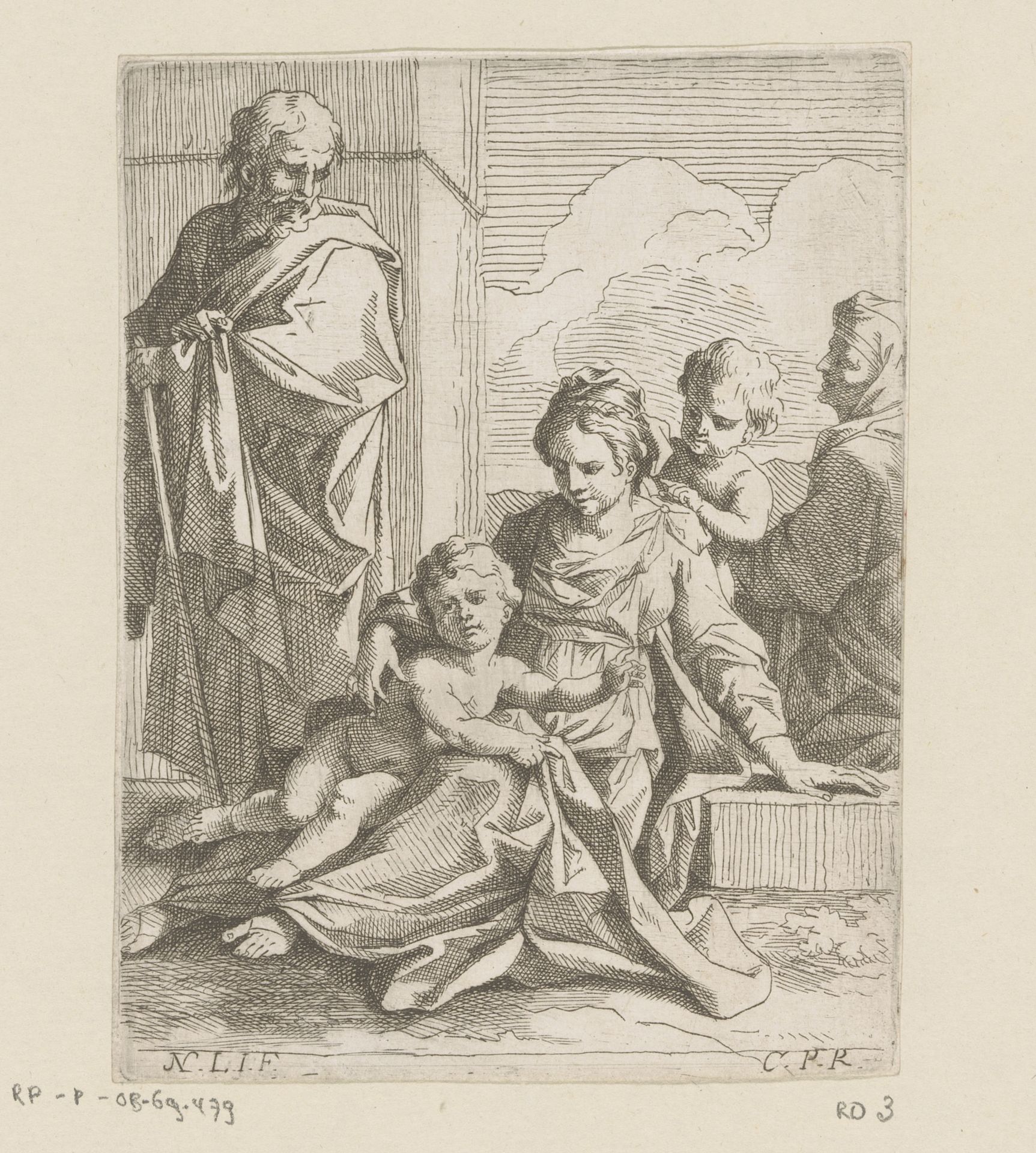 Heilige familie met Johannes en Elisabeth by Nicolas Pierre Loir
