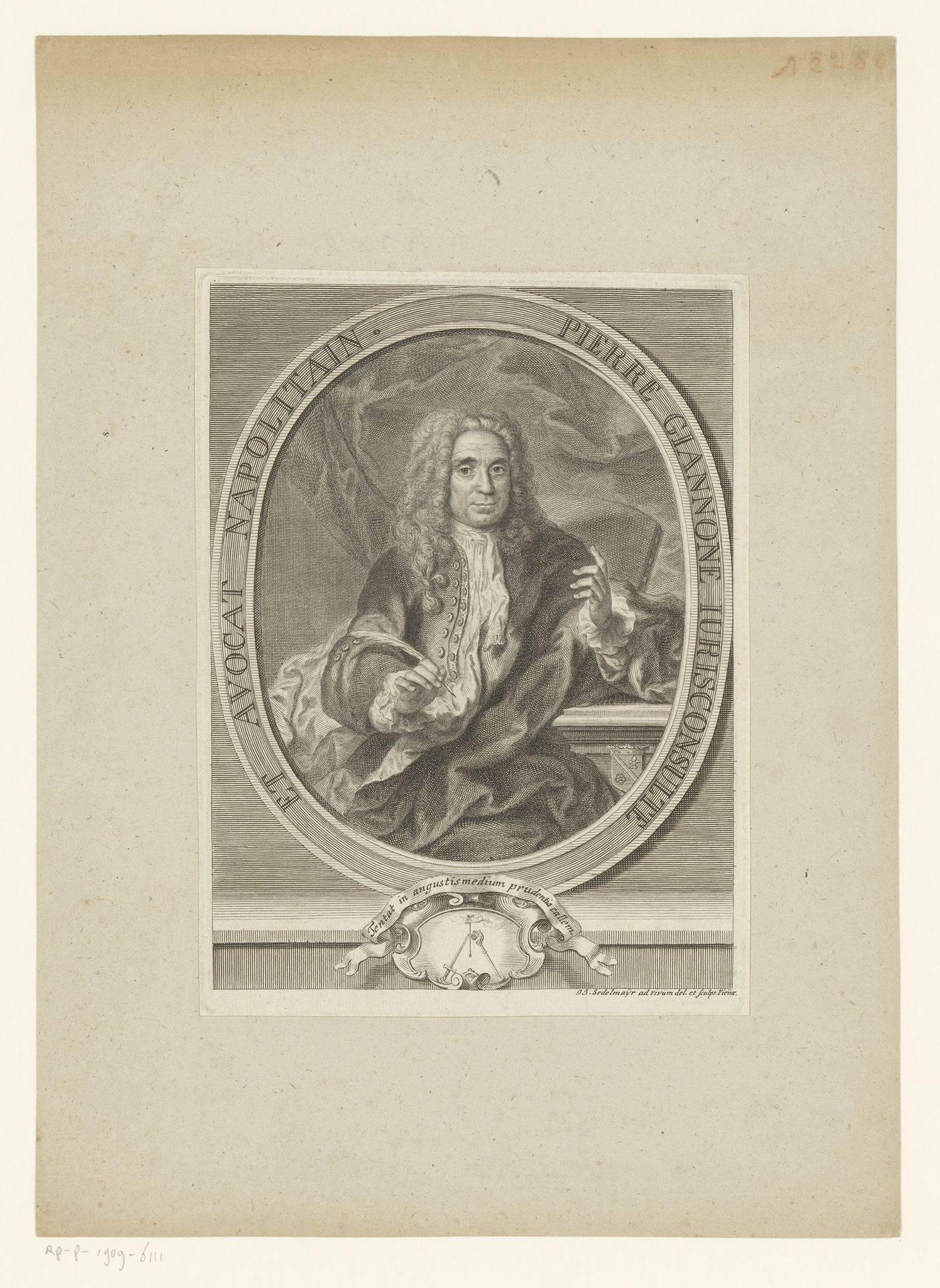 Portret van Petro Giannone by Jeremias Jakob Sedelmayr