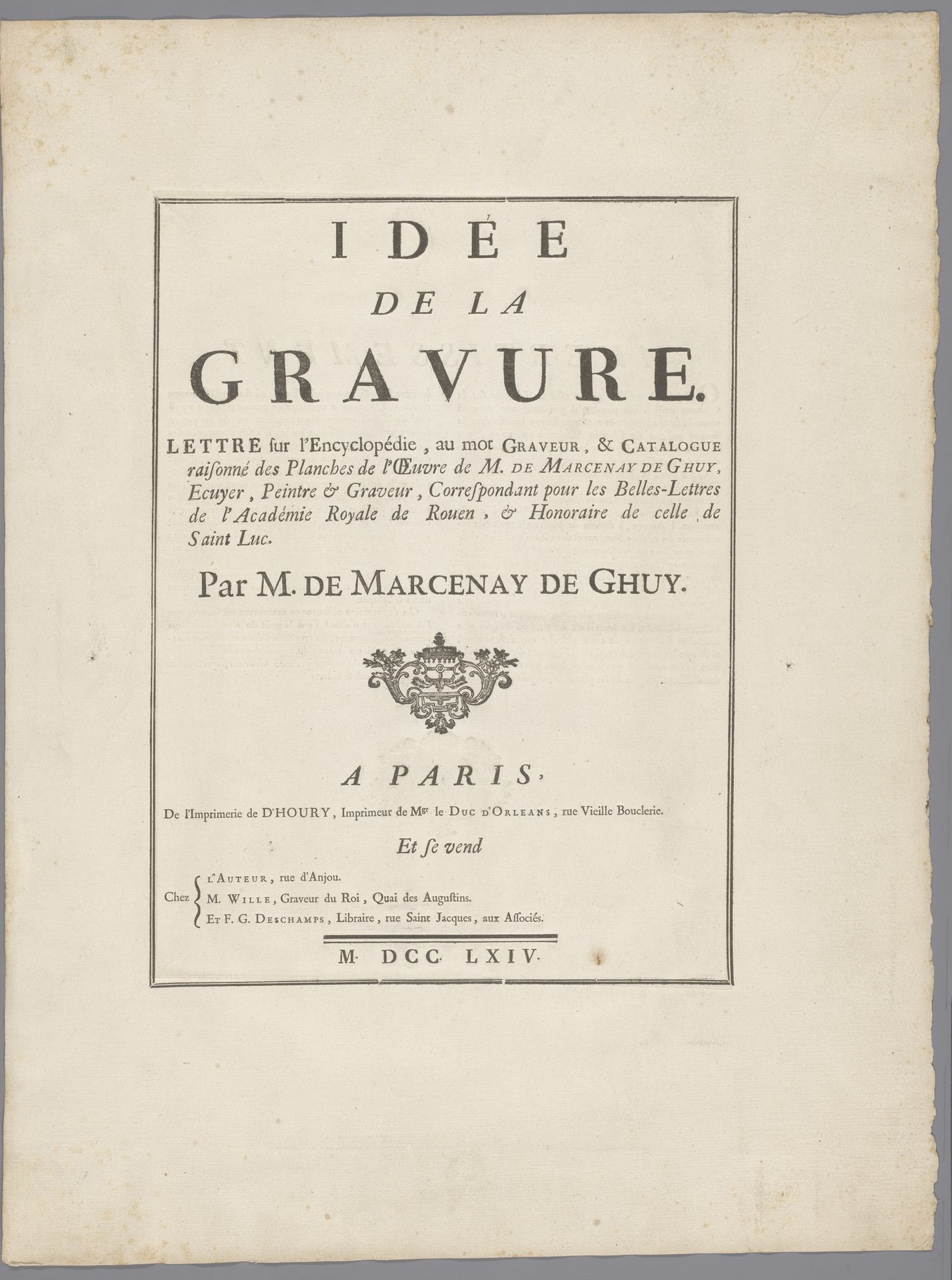 Tekstbladen bij 'Idée de la Gravure' by Antoine de Marcenay de Ghuy