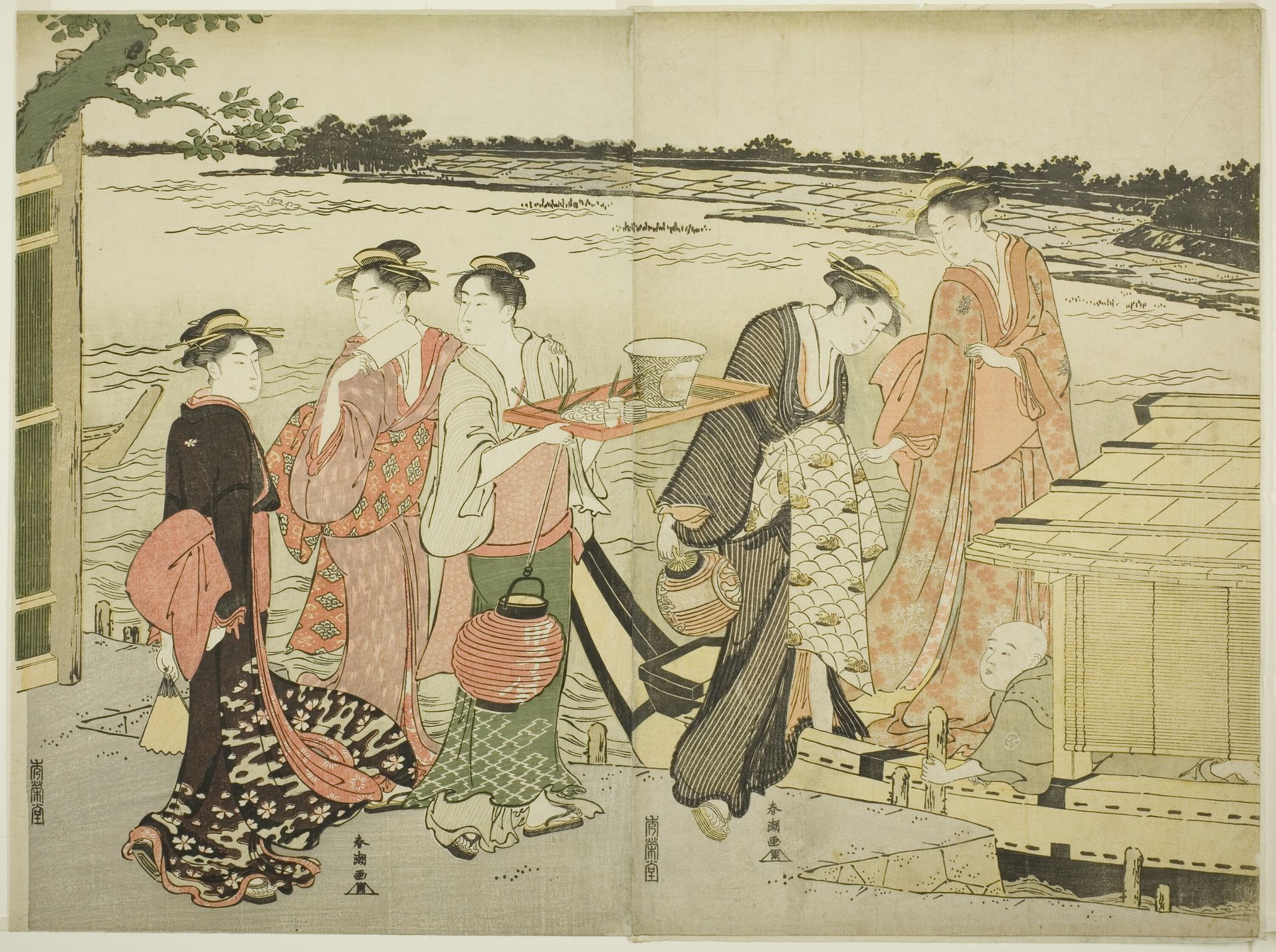 Women Boarding a Pleasure Boat by Katsukawa Shunchō