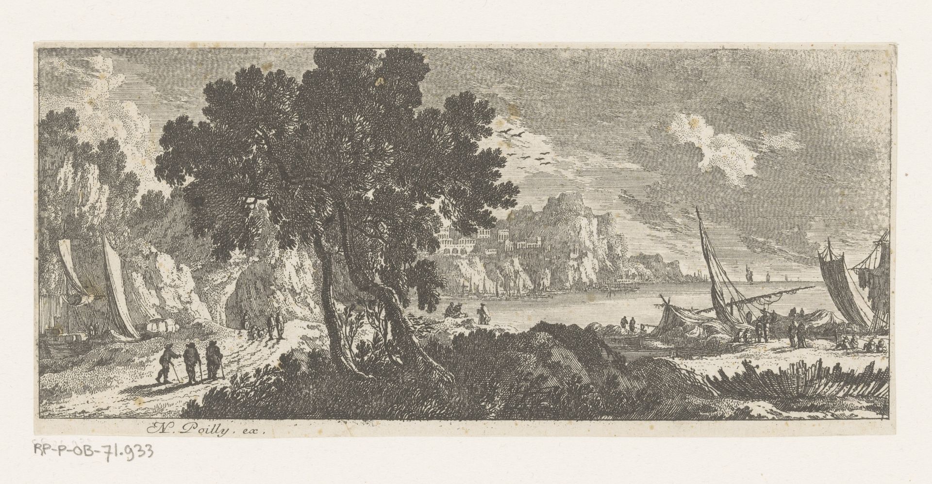 Kustgezicht met wandelaars by Nicolas Perelle