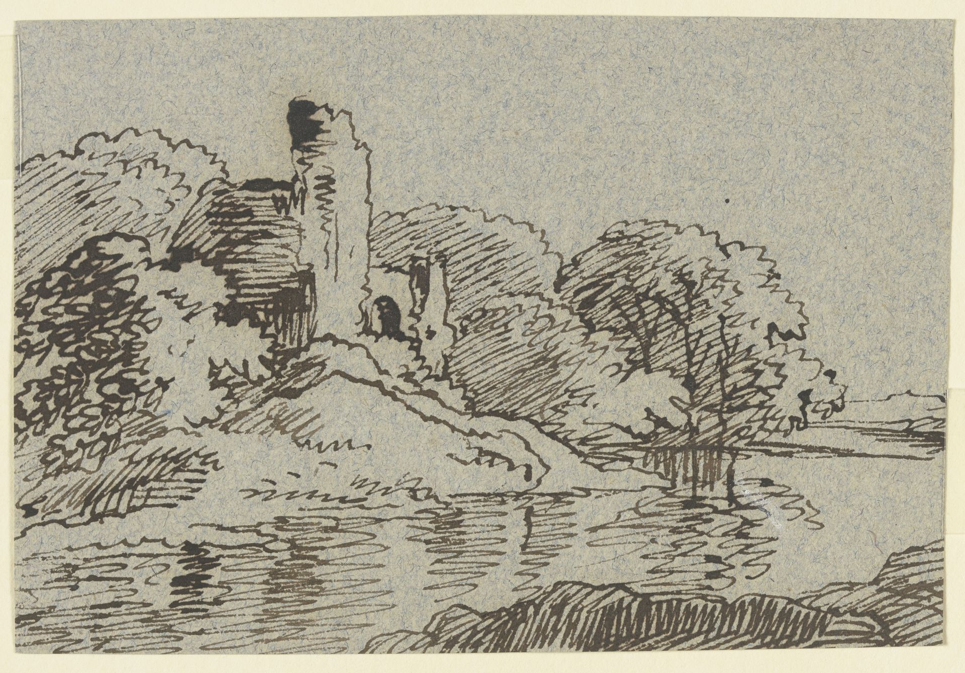 Ruins on a water by Franz Kobell