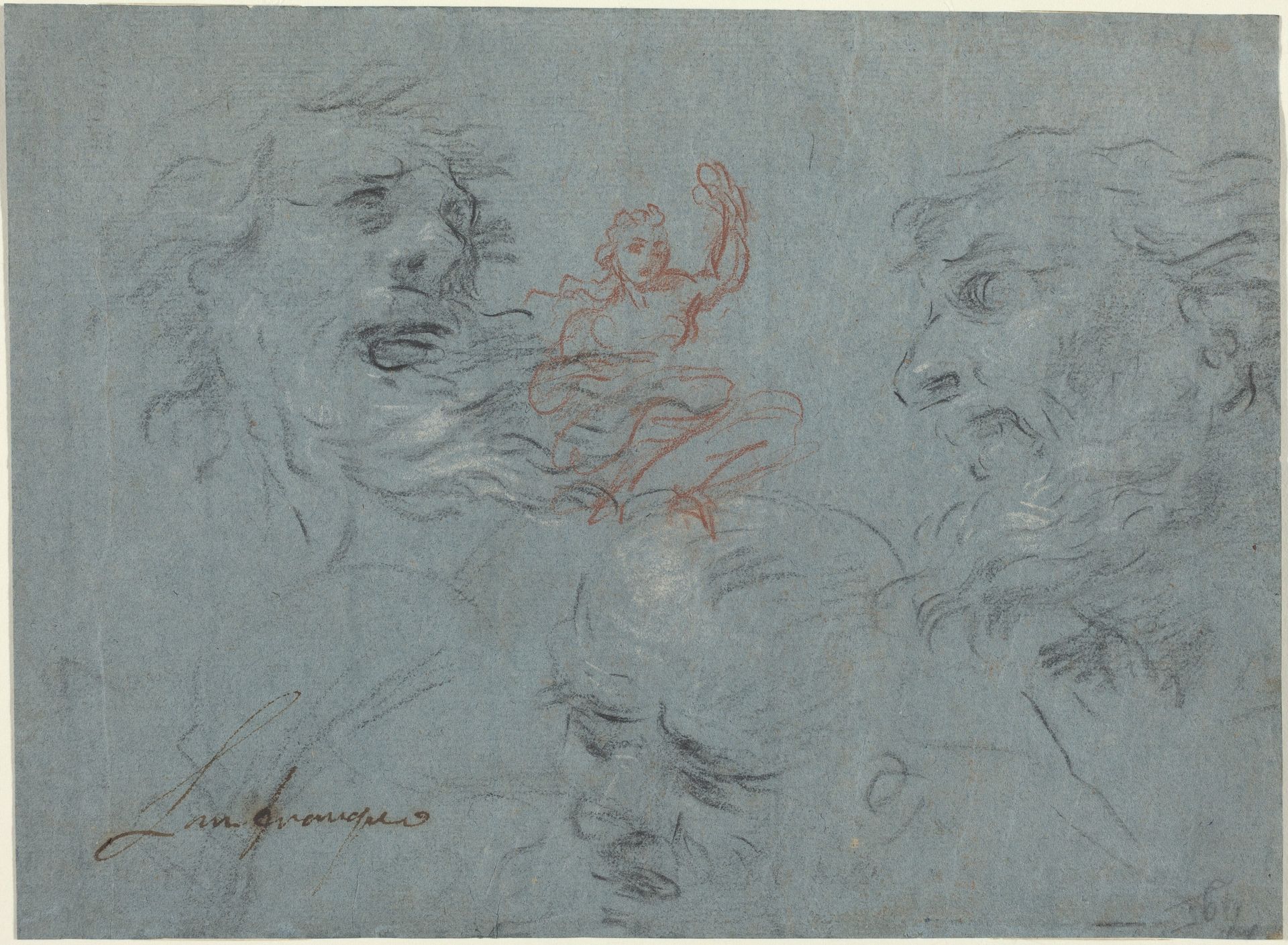 Study of Heads [recto] by Anonymous