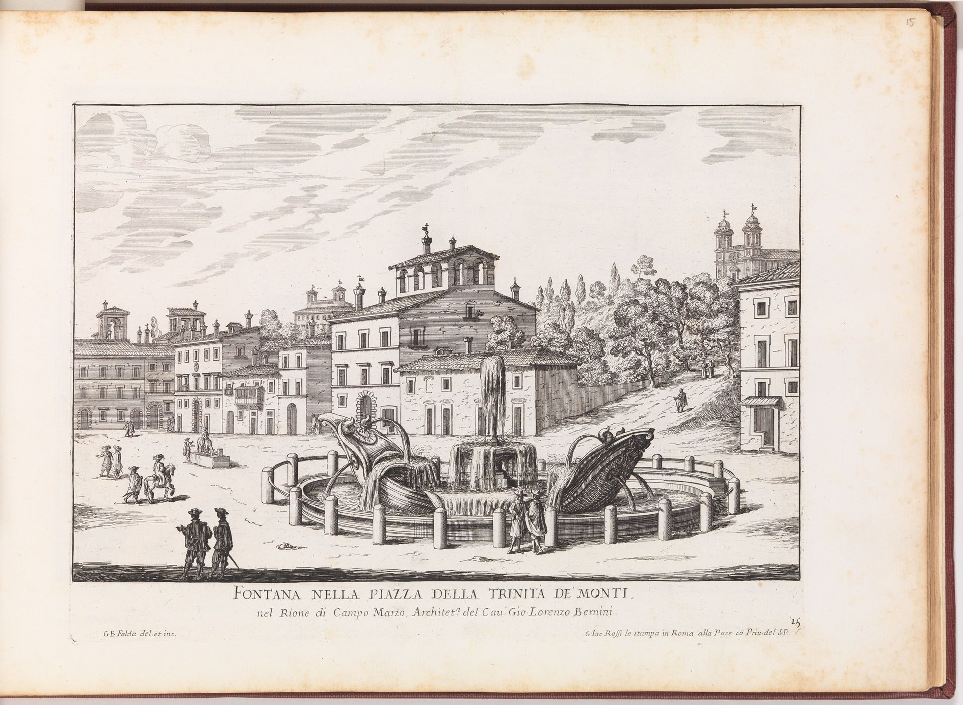 Fontana nella Piazza della Trinita de Monti (...), from "La Fontane di Roma nelle Piazze e Luoghi Publici (...)" by Giovanni Battista Falda