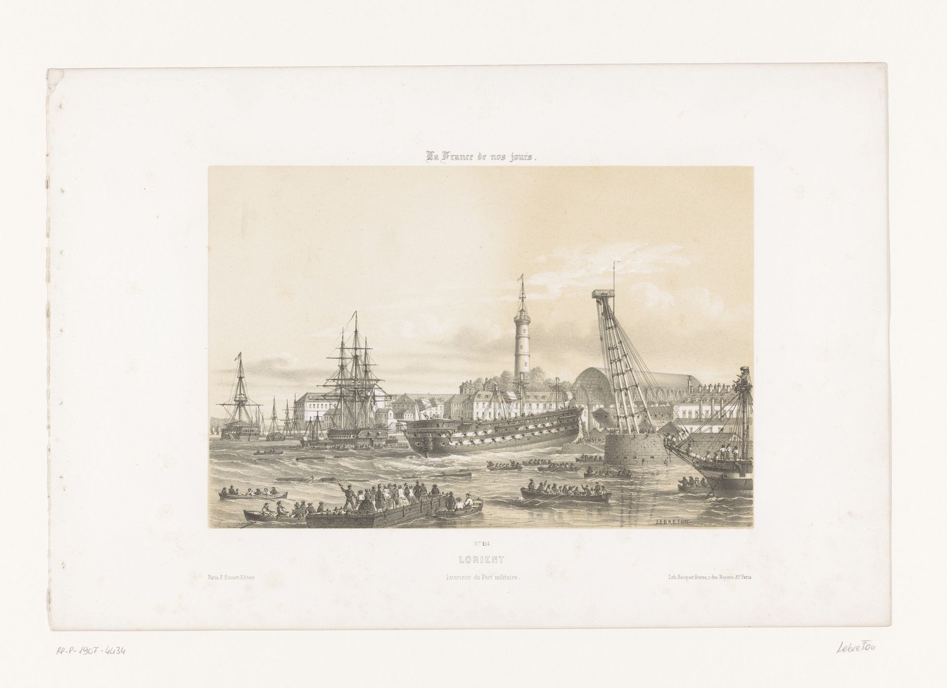 Zicht op het Arsenaal bij de haven van Lorient by Louis Lebreton