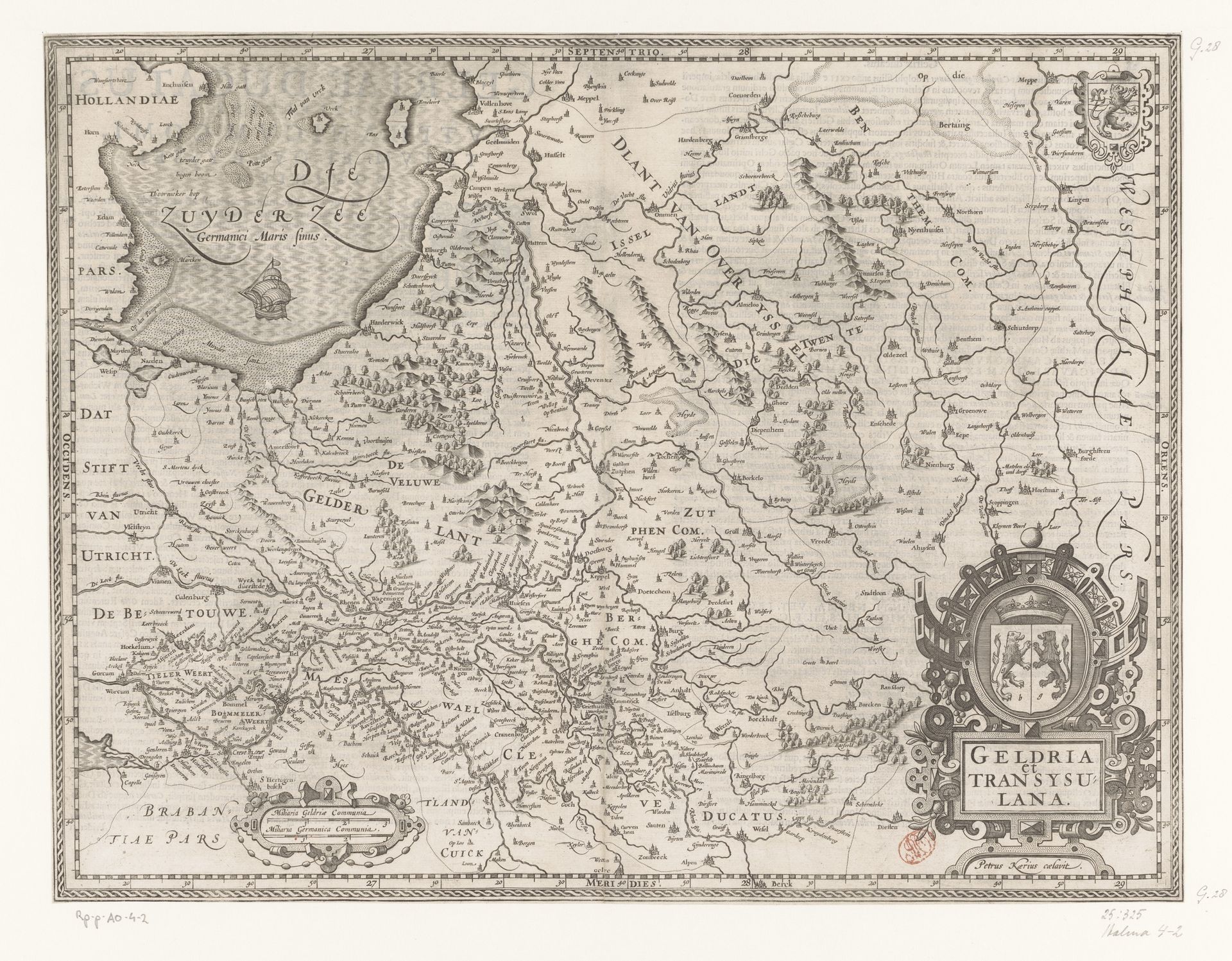 Kaart van Gelderland en Overijssel by Pieter van der Keere