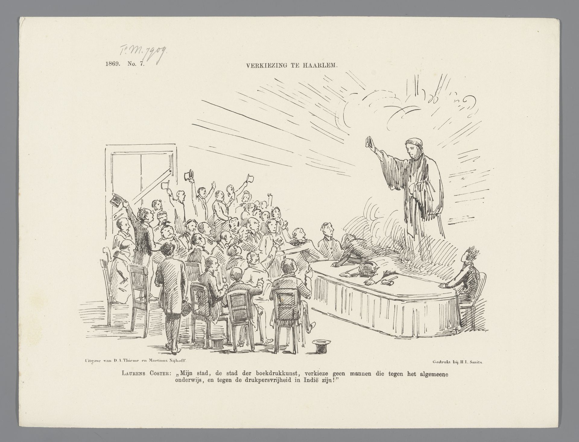 Spotprent op kandidatuur van D. Koorders voor de Tweede Kamer, 1869 by Johan Michaël Schmidt Crans