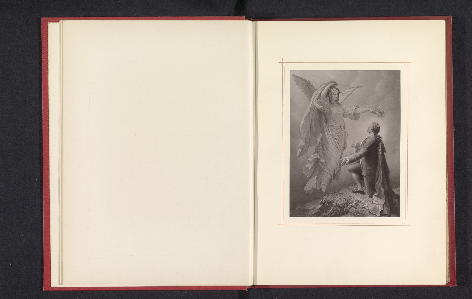 Fotoreproductie van een tekening, voorstellende Johann Wolfgang von Goethe wordt gelauwerd door zijn muze by Anonymous