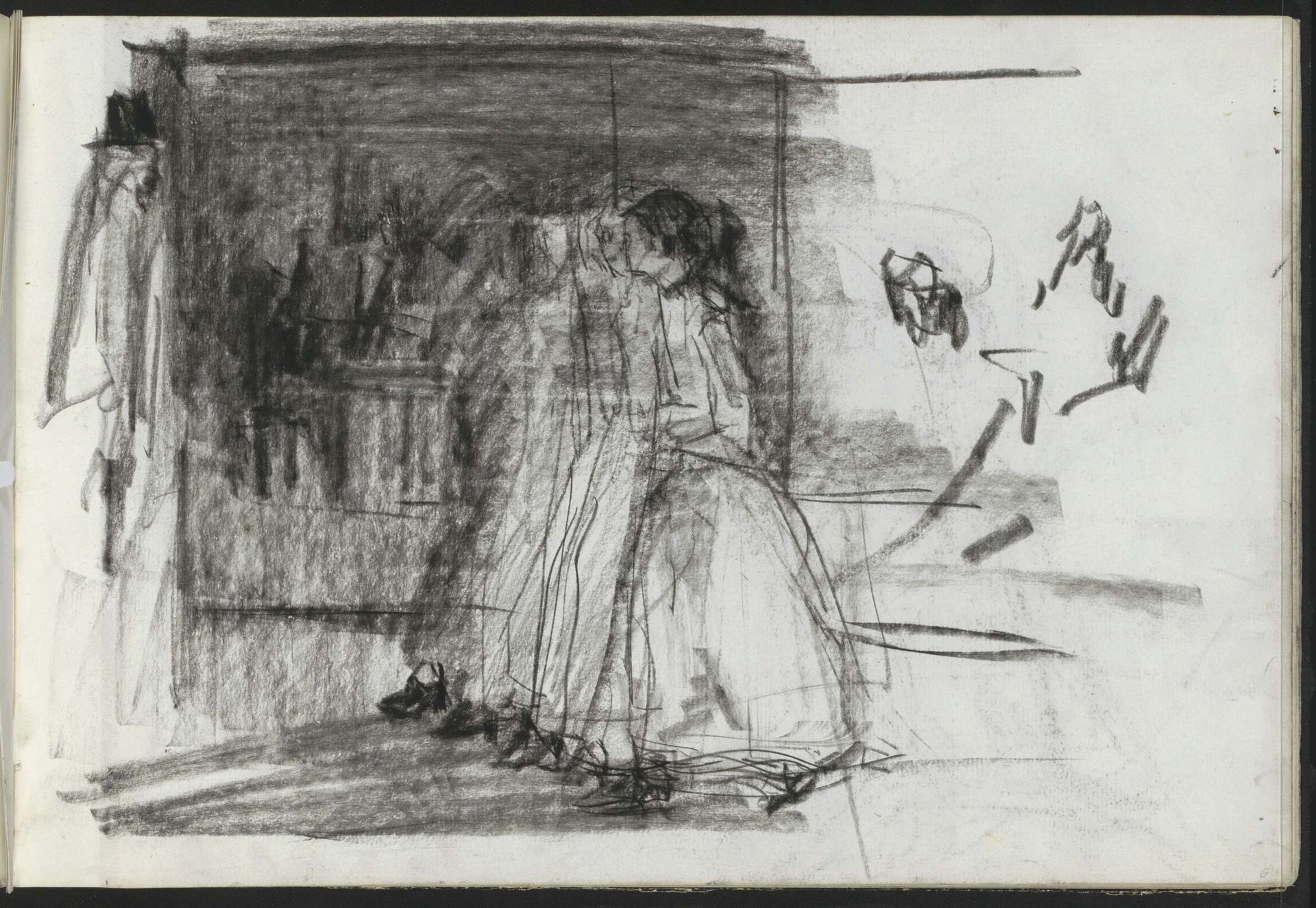 Vijf jonge vrouwen op straat, in profiel by Isaac Israels