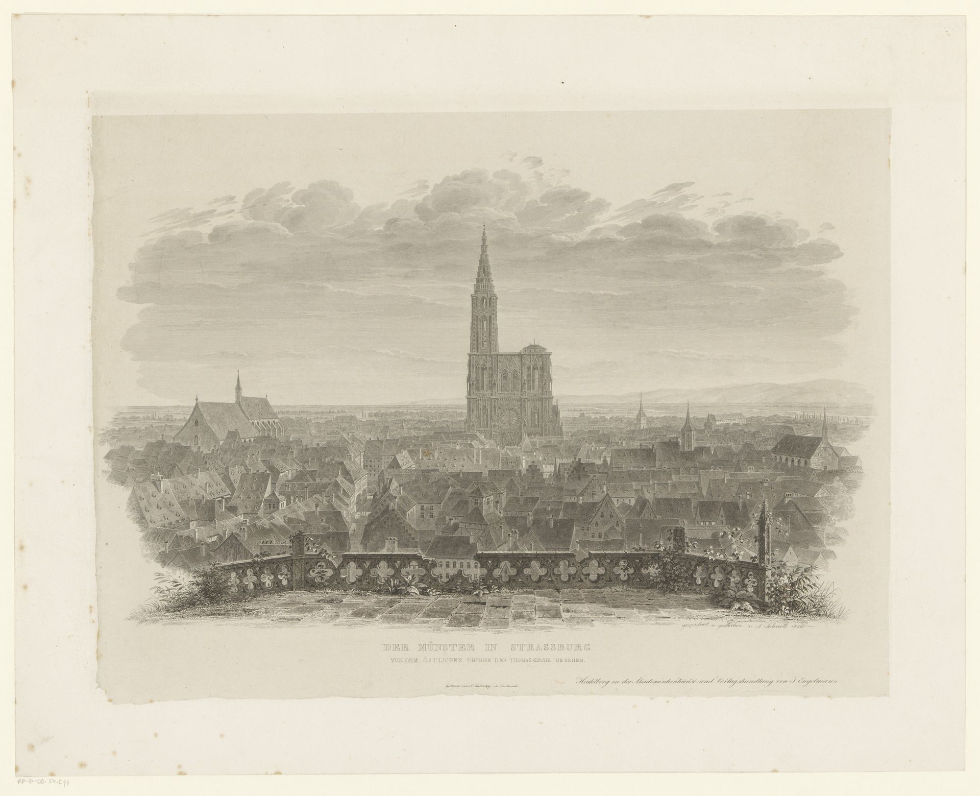 Gezicht op de kathedraal van Straatsburg by Ludwig Friedrich Schnell