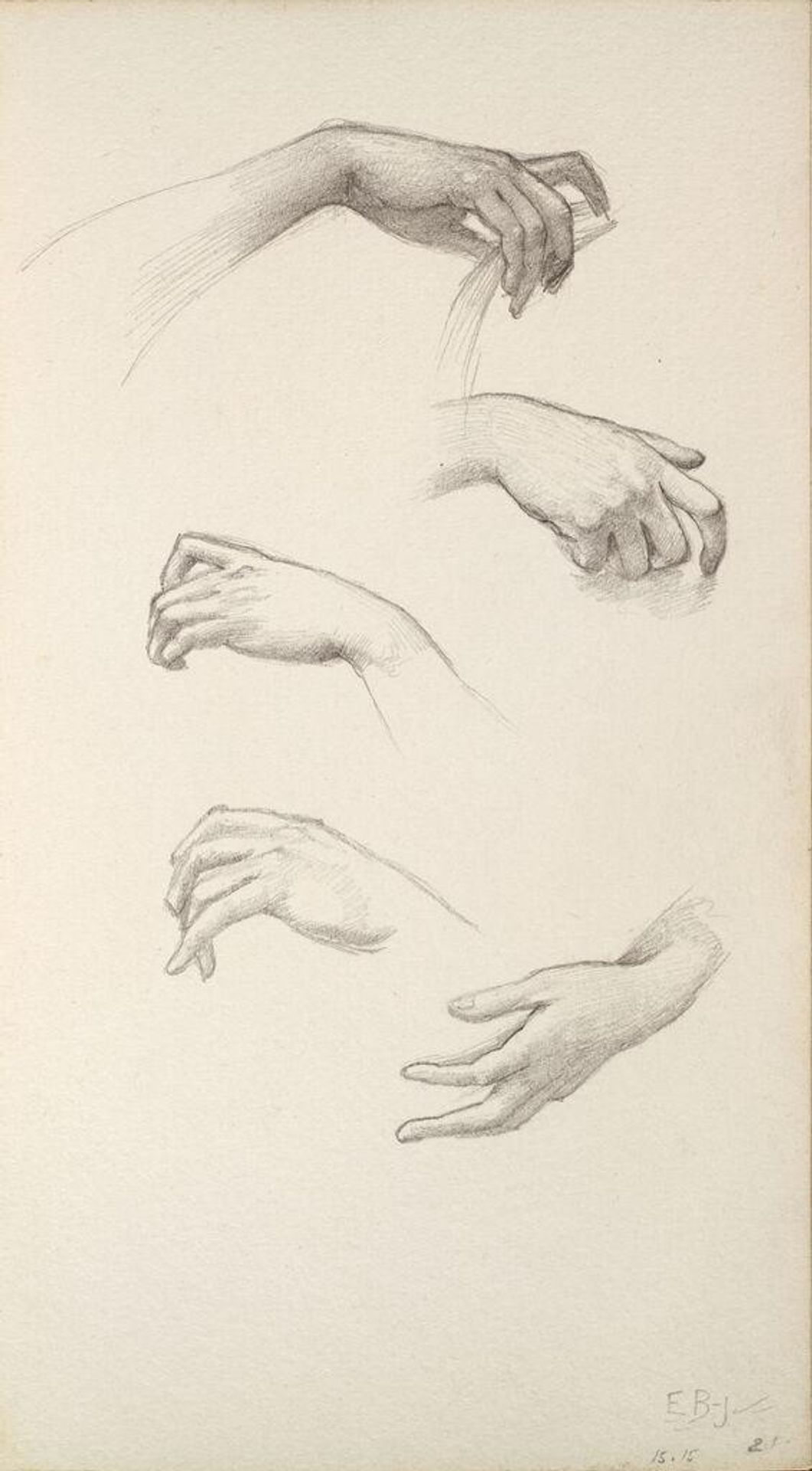 Studies of Hands for "The Bath of Venus"; verso: blank by Edward Burne-Jones