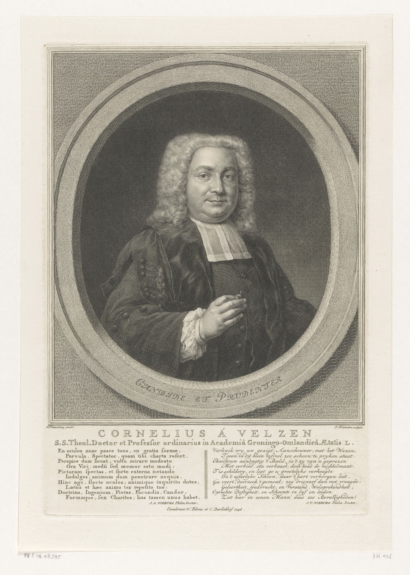 Portret van Cornelius van Velzen by Jacob Houbraken
