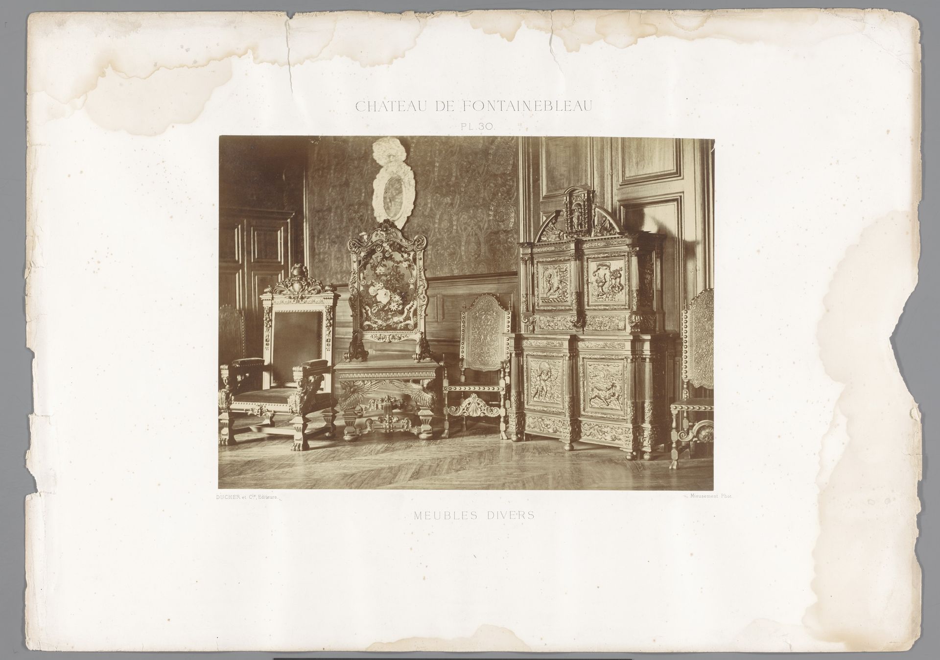 Diverse meubels in het Kasteel van Fontainebleau, Frankrijk by Médéric Mieusement