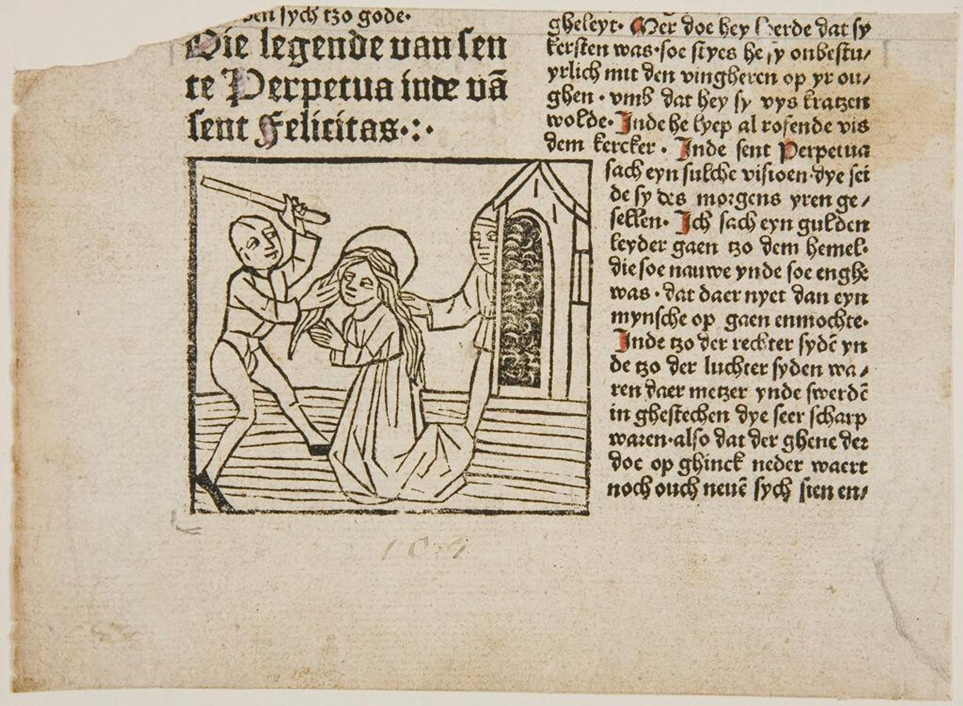 Saint Perpetua, Illustration from Jacobus de Voragine, Heiligenlegenden.  Cologne, Ludwig von Renchen, 1485 by Anonymous