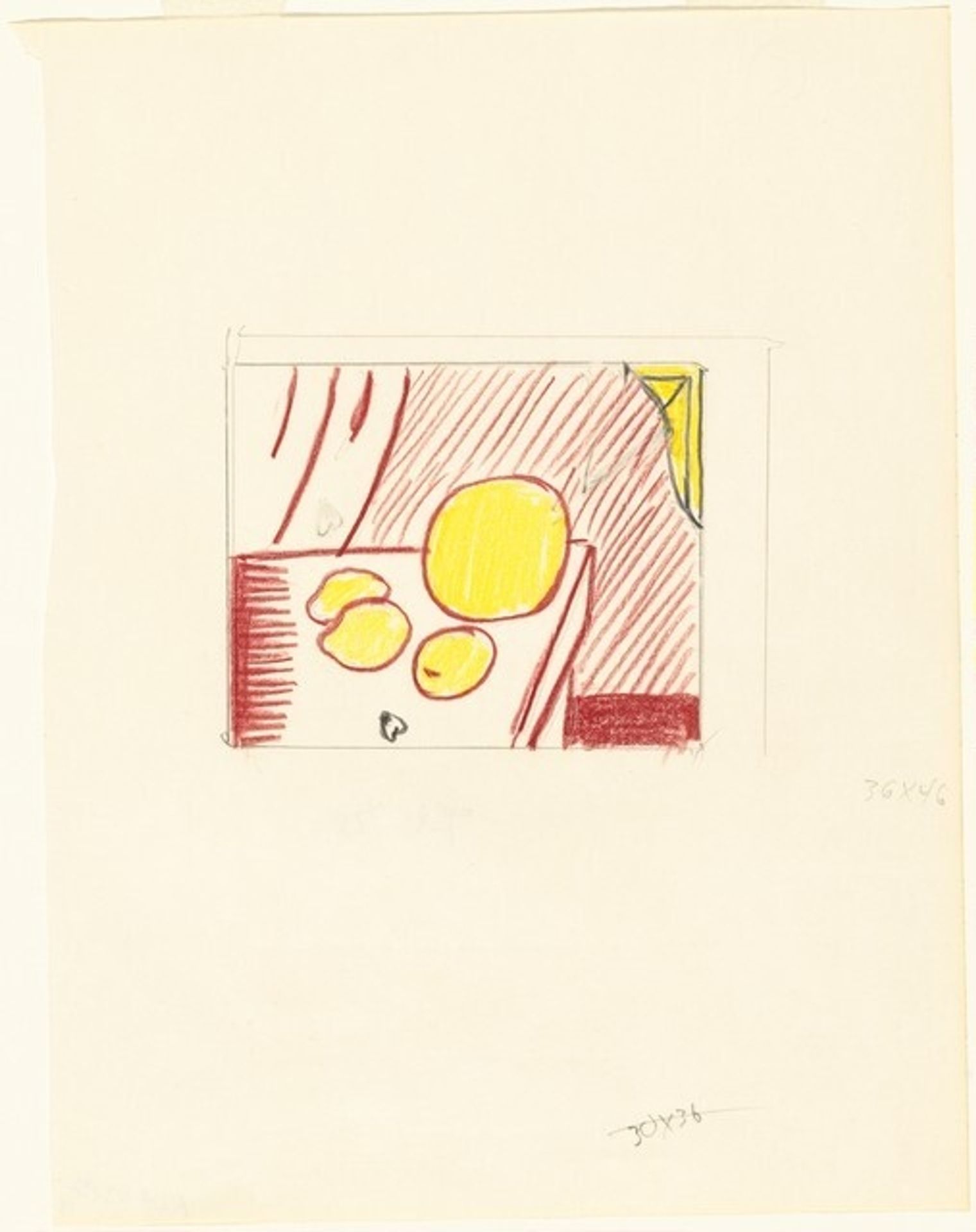 Study for "Fragmented Painting of Lemons and a Melon on a Table" by Roy Lichtenstein