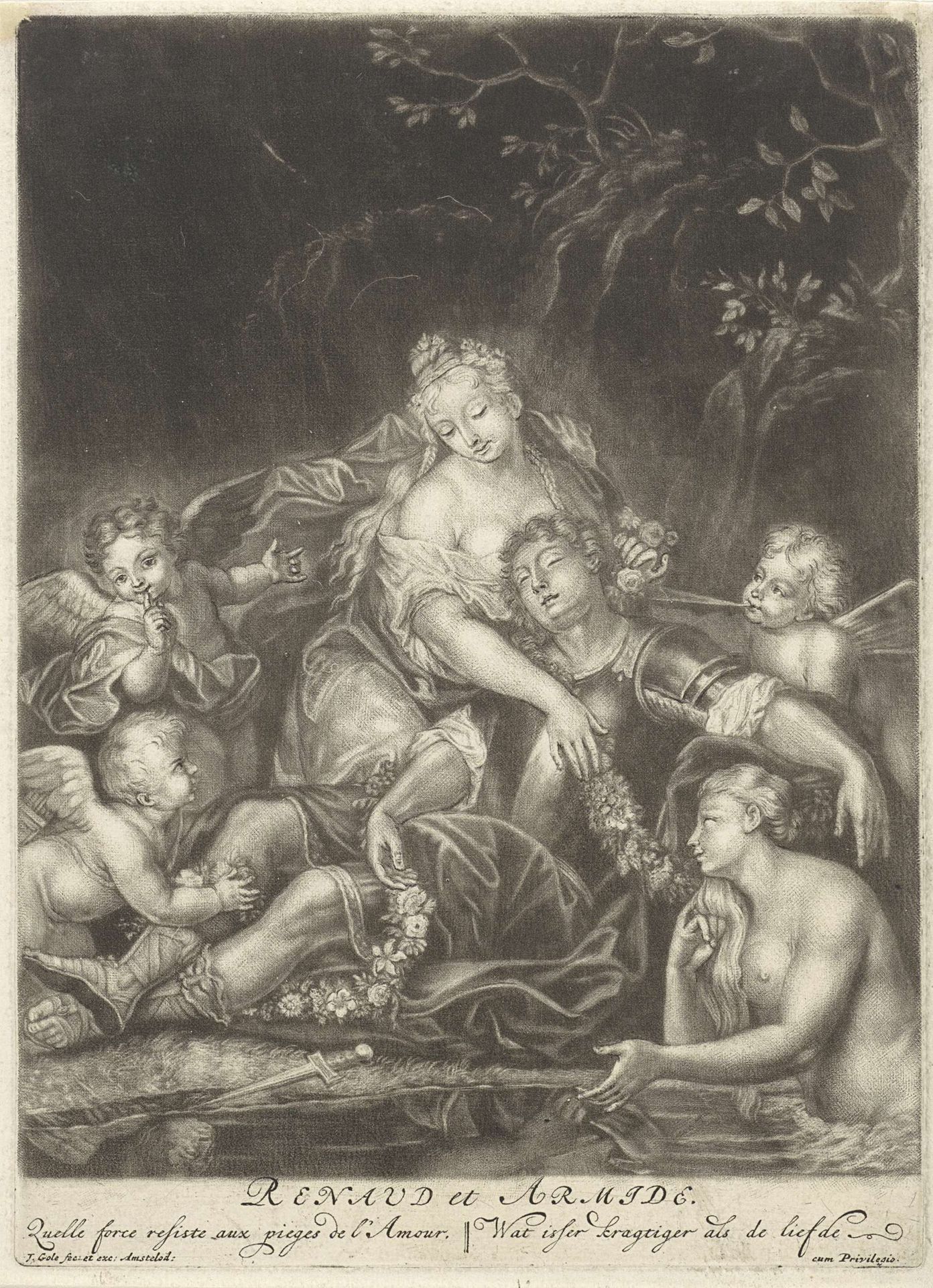 Armida en de slapende Rinaldo by Jacob Gole