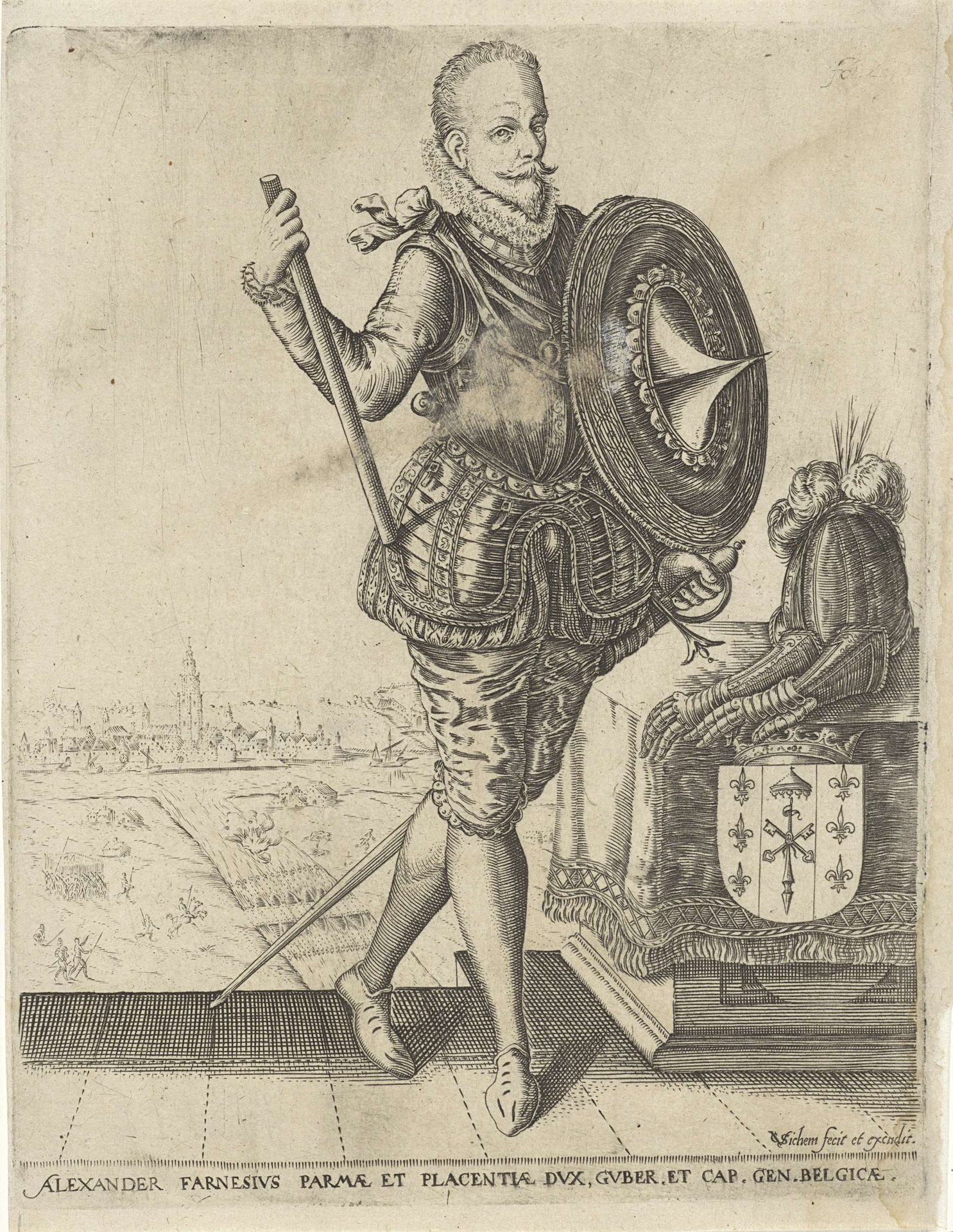 Portret van Alessandro Farnese, hertog van Parma by Christoffel van Sichem I