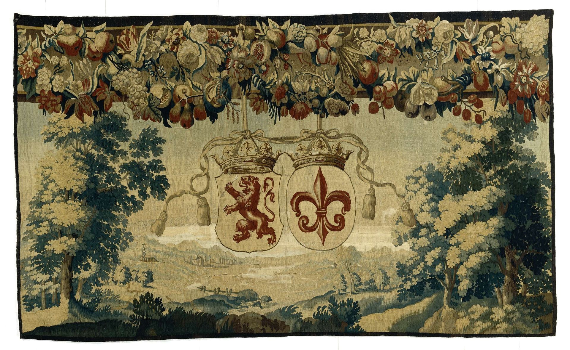 Landschap met de wapens van Ortt en Pergens (fragment ?) by Anonymous