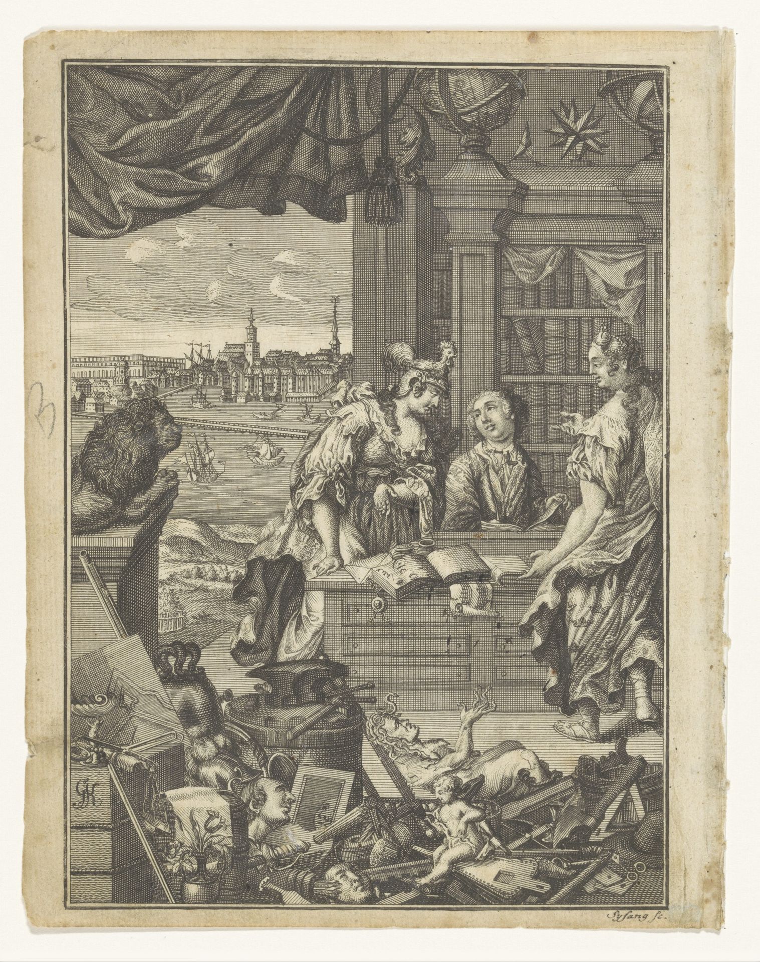 Schrijver in zijn studeervertrek by Johann Christoph Sysang