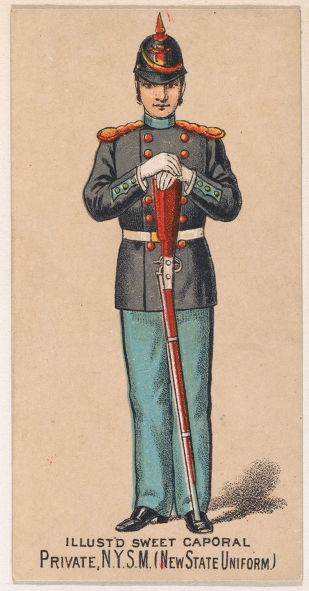 New State Uniform, Private, New York State Militia, from the Military Series (N224) issued by Kinney Tobacco Company to promote Sweet Caporal Cigarettes by Kinney Brothers Tobacco Company