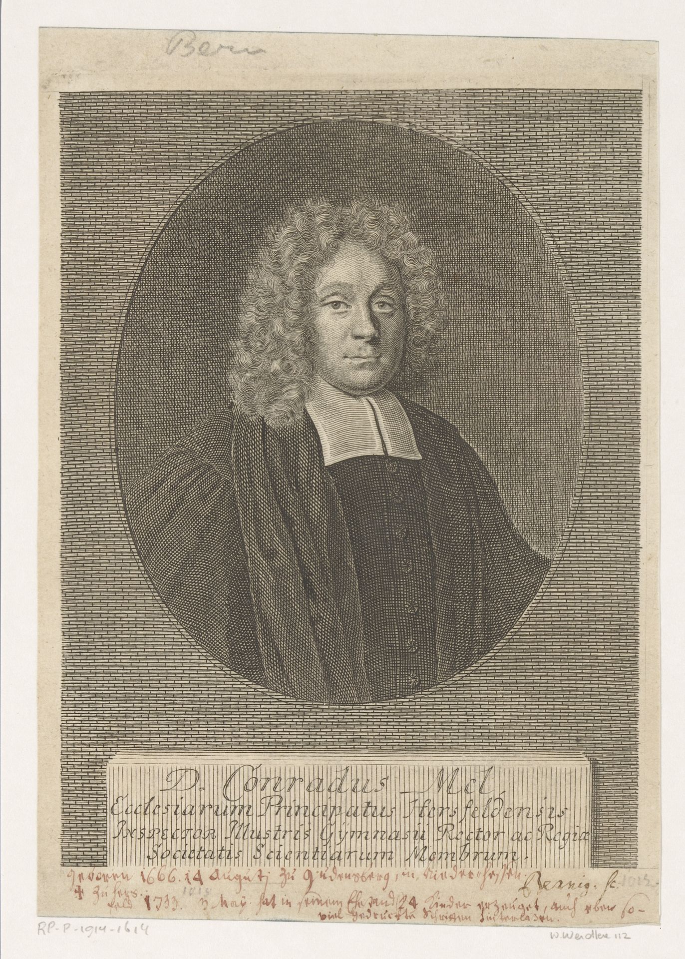 Portret van Conrad Mel by Martin Bernigeroth