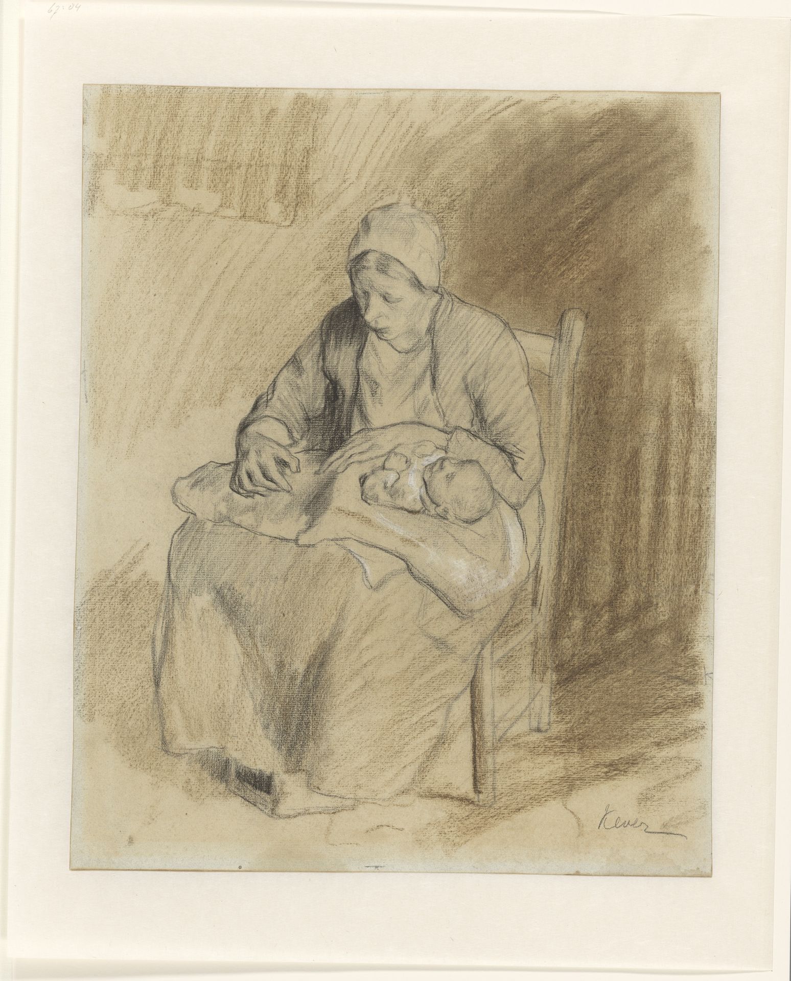 Zittende vrouw met kind op schoot by Jacob Simon Hendrik Kever