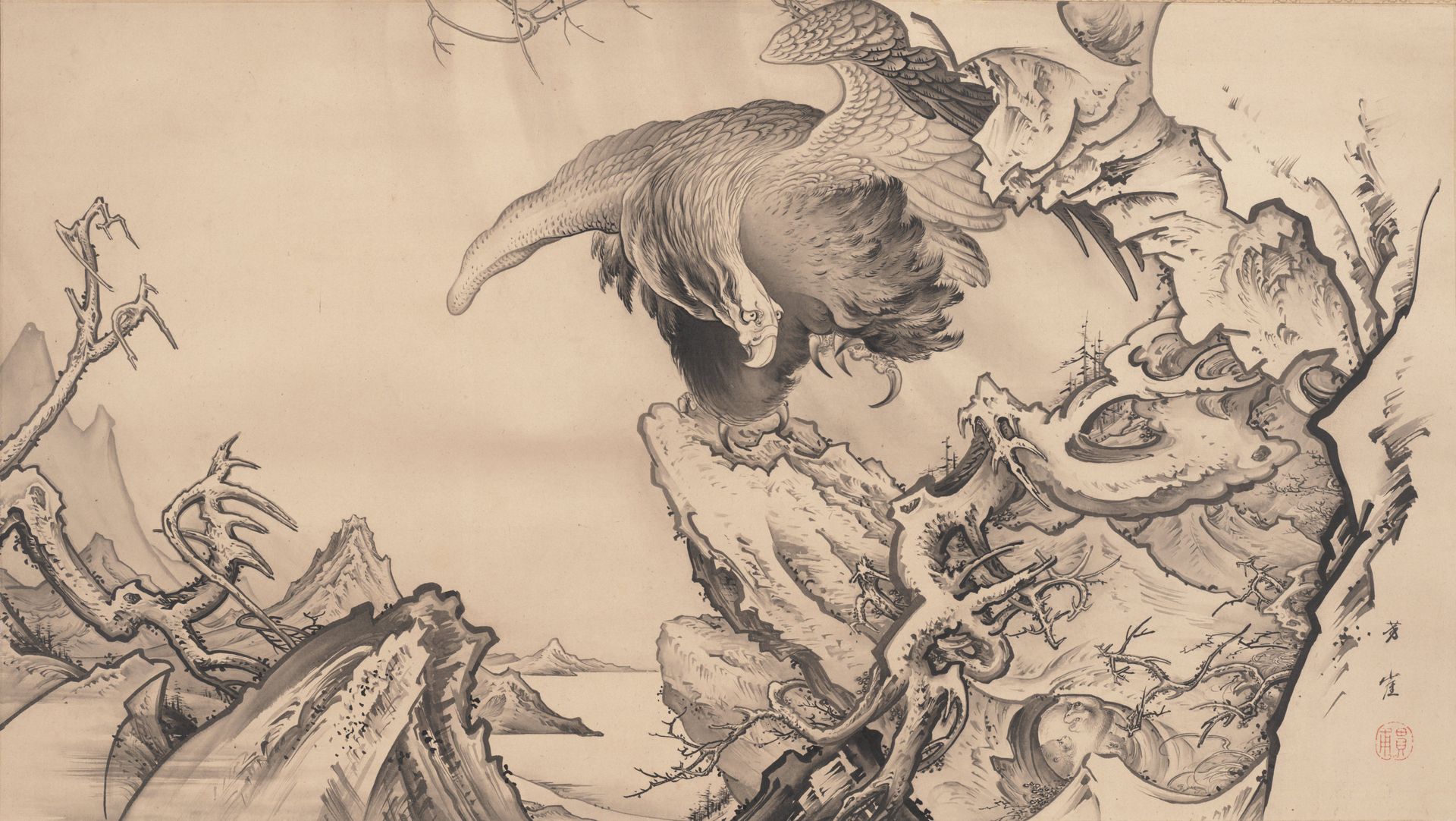 Eagle Threatening Monkeys by Kano Hōgai