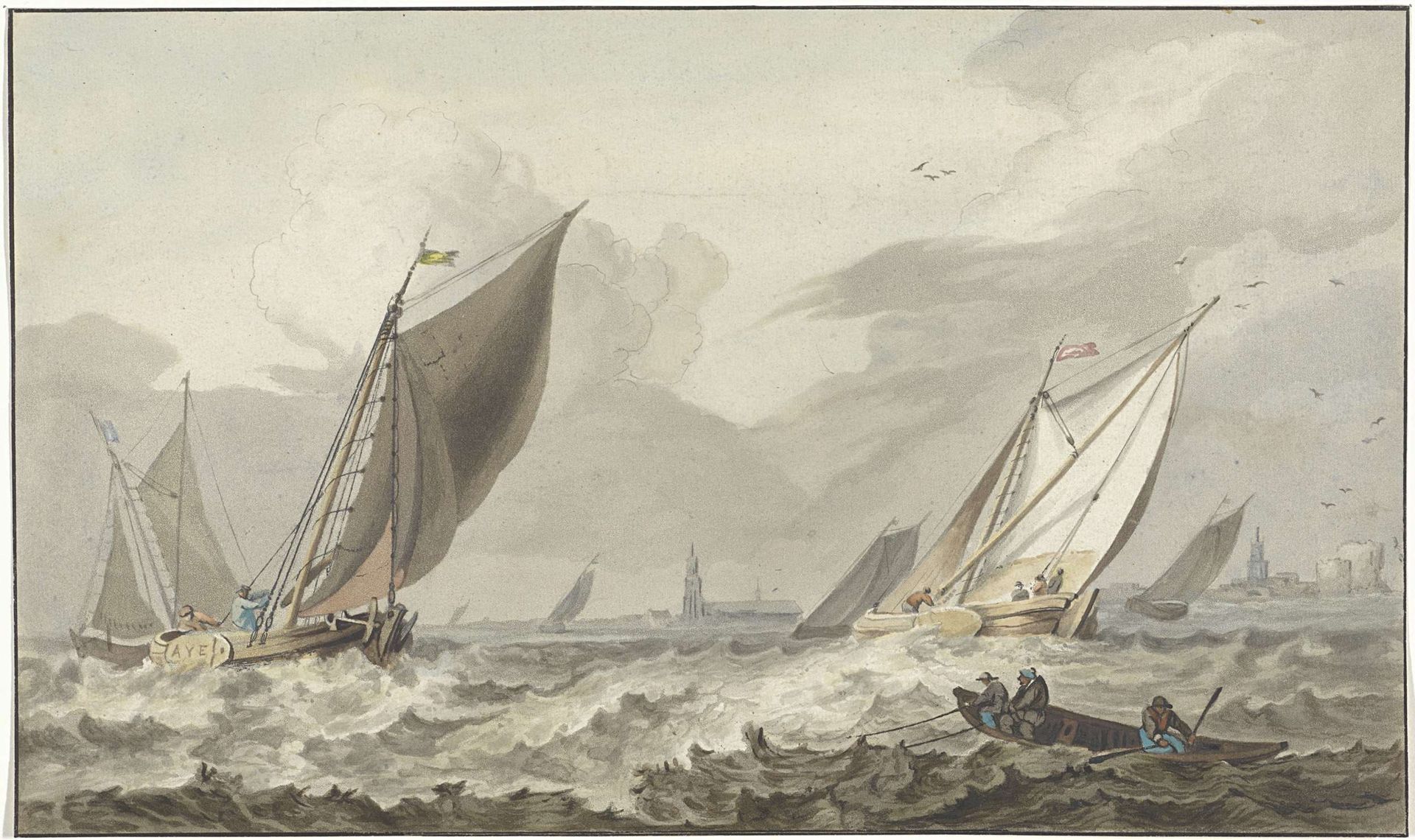Zuiderzee met Medemblik in het verschiet by C. (prentmaker) Dietrich