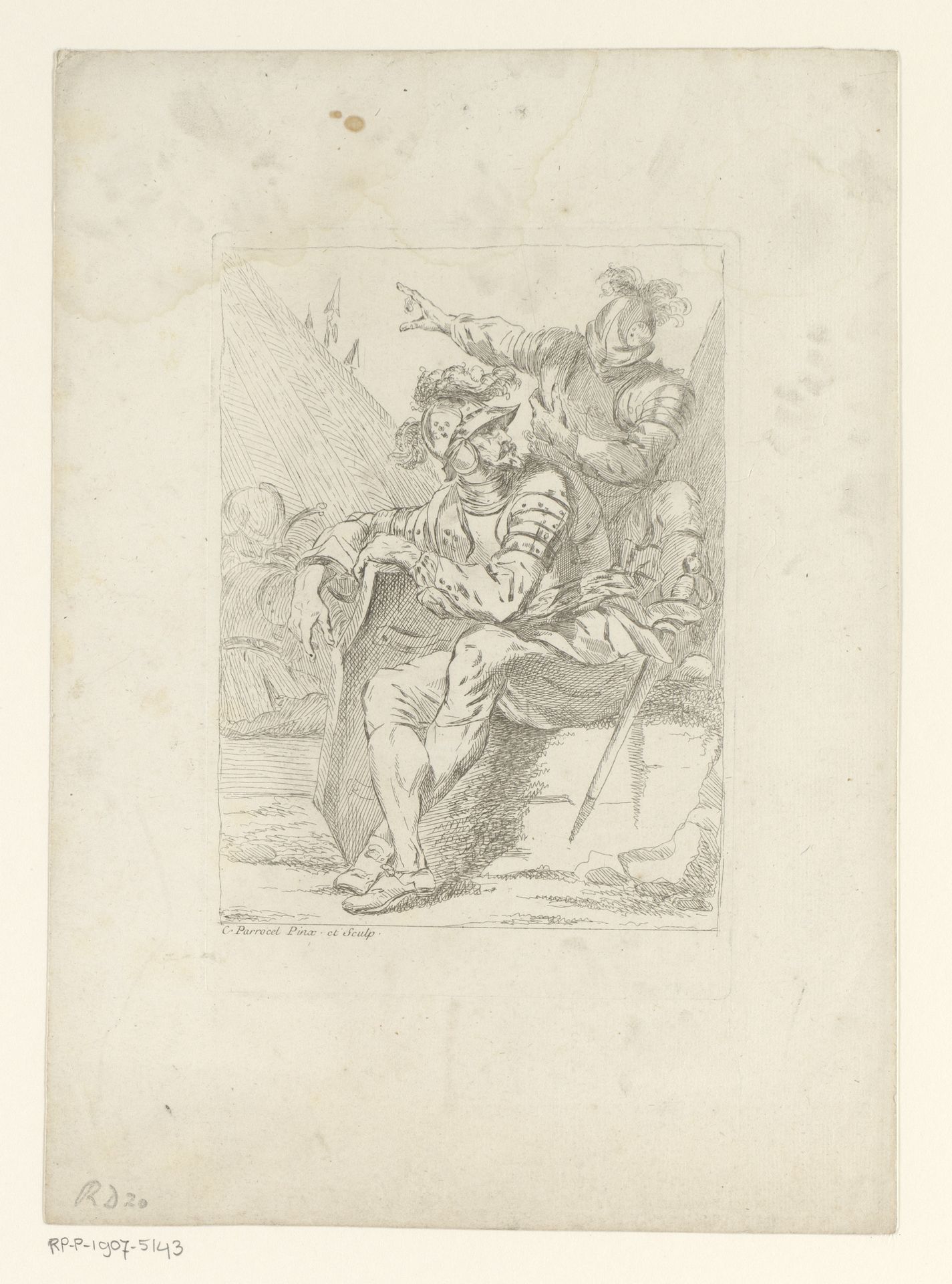Soldaat wekt legerleider by Charles Parrocel