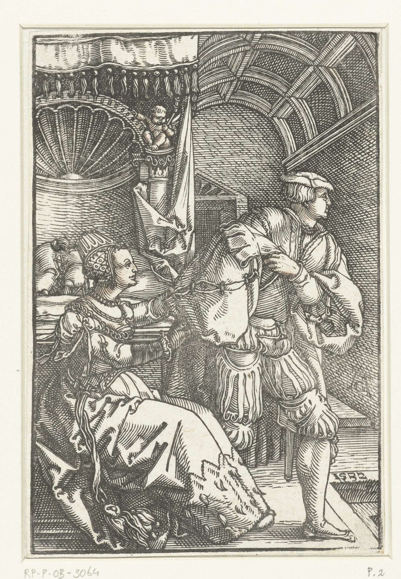 Jozef en de vrouw van Potifar by Heinrich Aldegrever