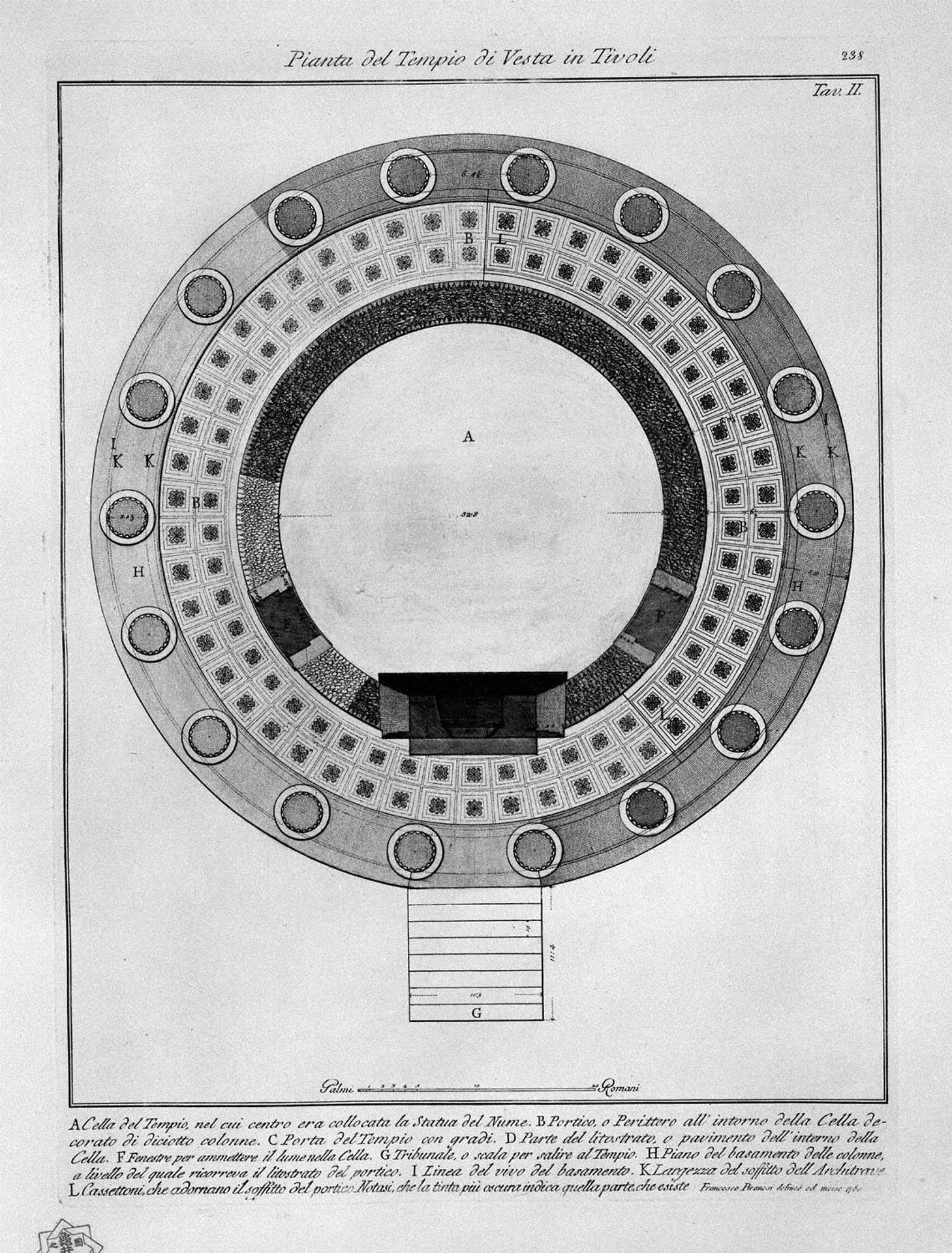 Plan of the Temple of Vesta in Tivoli by Giovanni Battista Piranesi