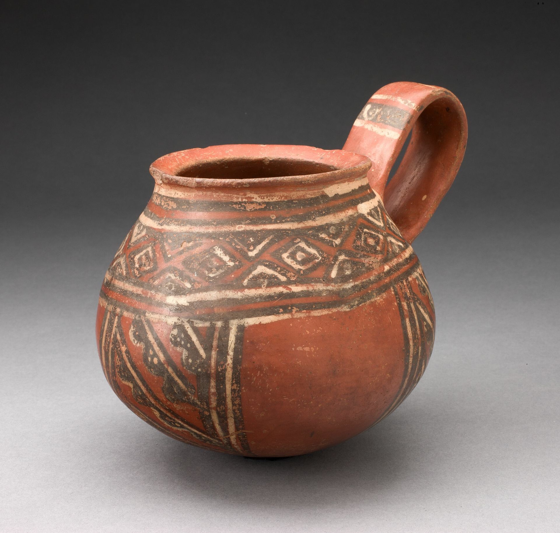 Miniature Single-Handled Jar with Textile-like Pattern by Inca