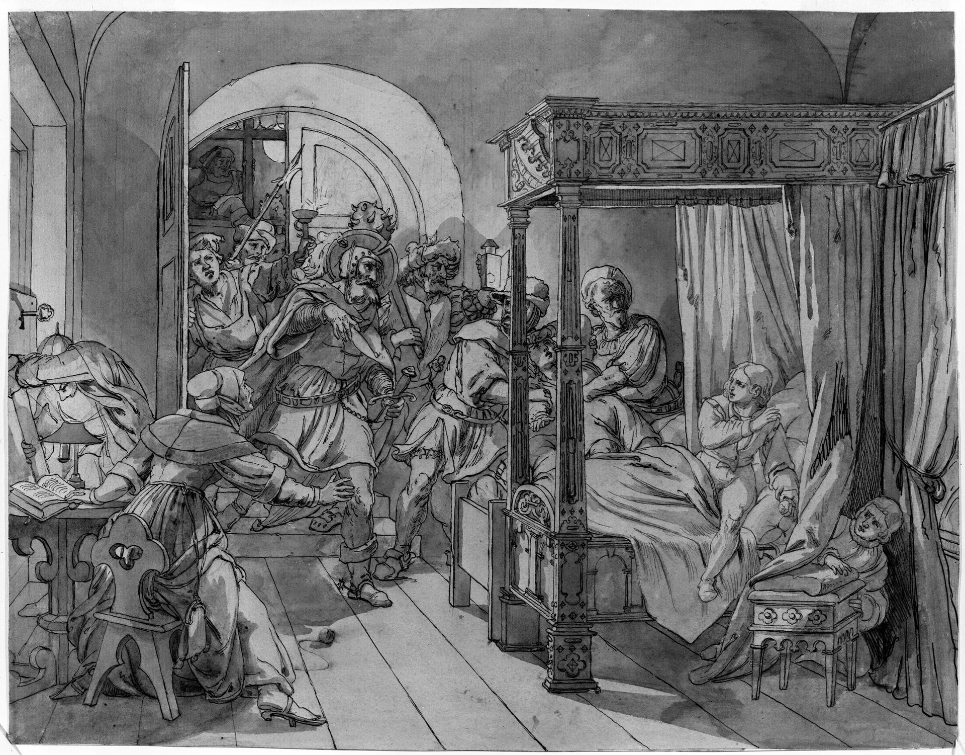 Kidnapping of Ernst and Albert, sons of Frederick of Saxony, from the Castle at Altenburg by Theobald Reinhold Freiherr von OÃ«r