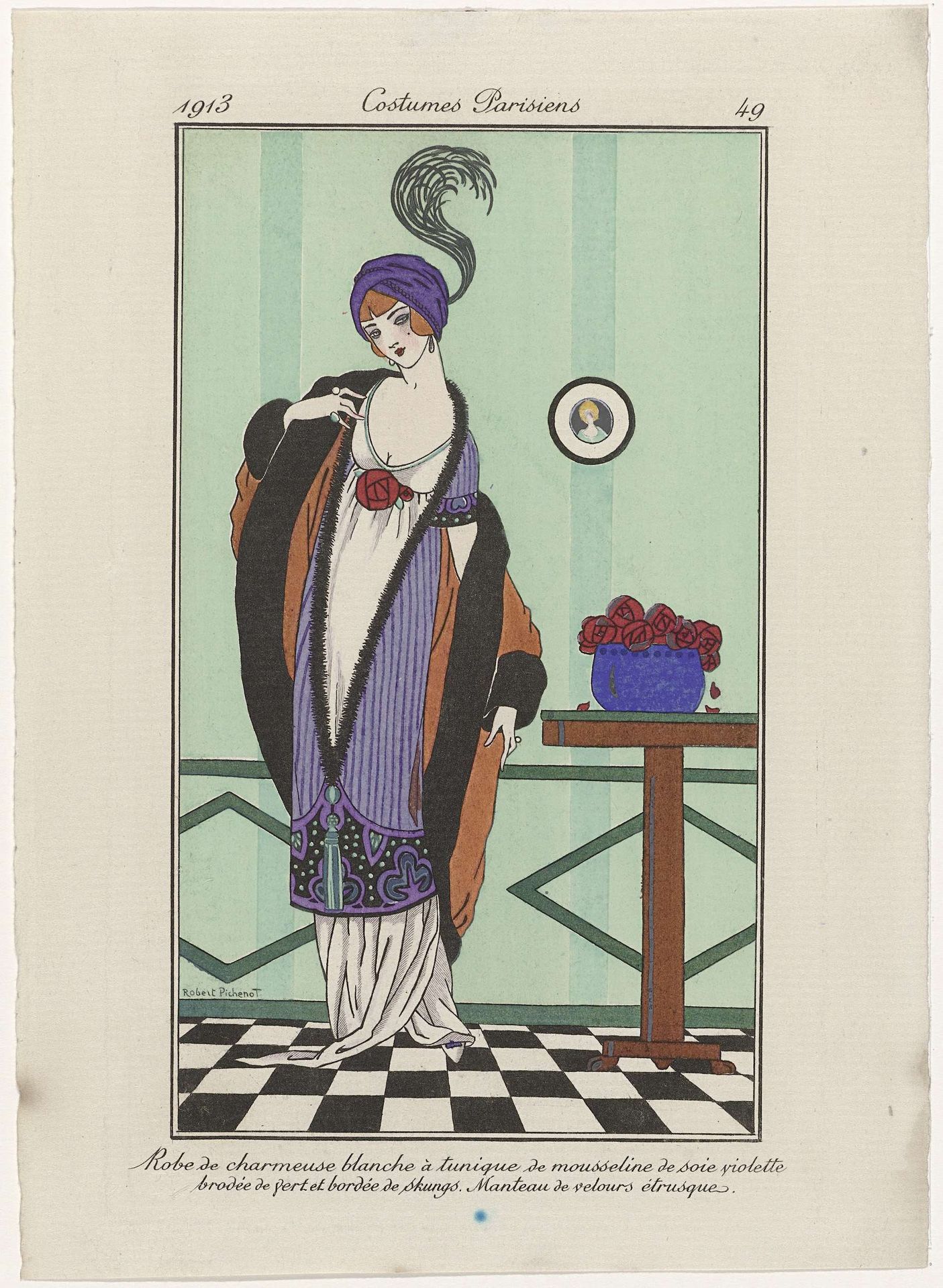 Journal des Dames et des Modes, Costumes Parisiens, 1913, No. 49 : Robe de charmeuse blanch (...) by Robert Pichenot