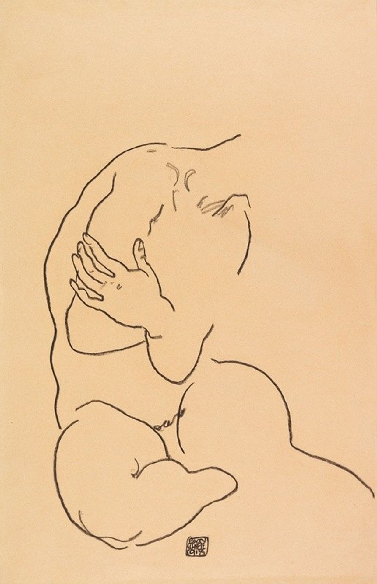 Sitzender weiblicher Torso by Egon Schiele