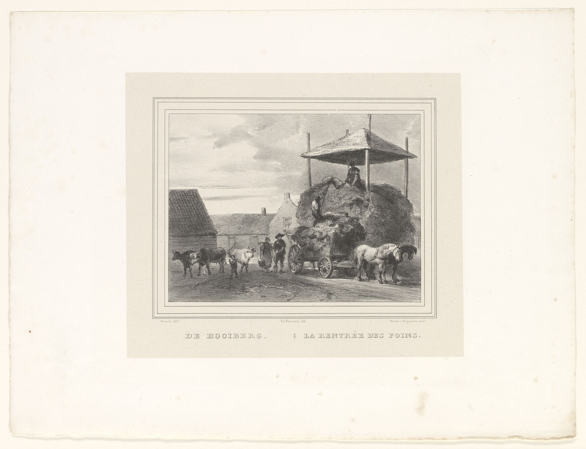 Hooiwagen bij een hooiberg by Théodore Fourmois