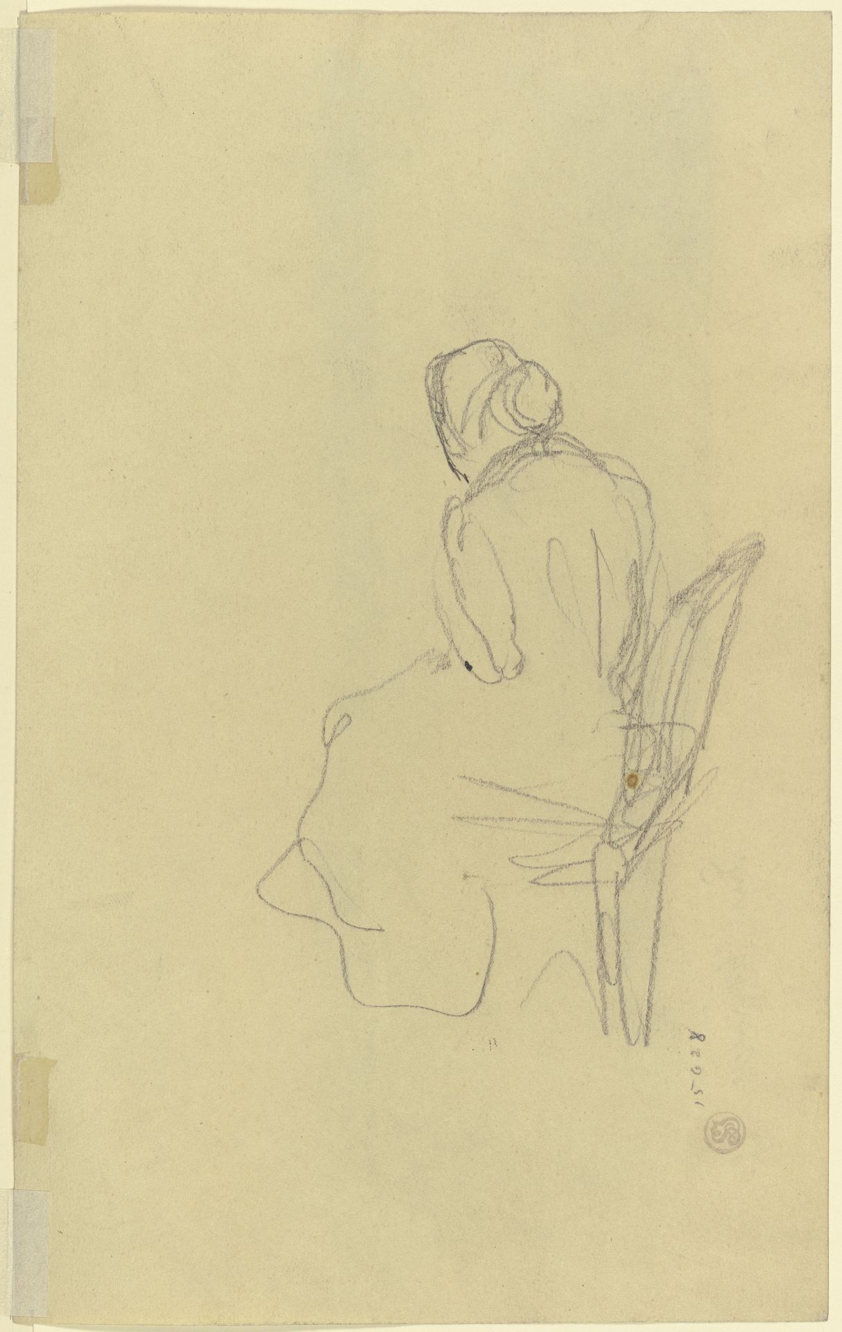 Rückenfigur einer sitzenden Frau by Gustav Schraegle