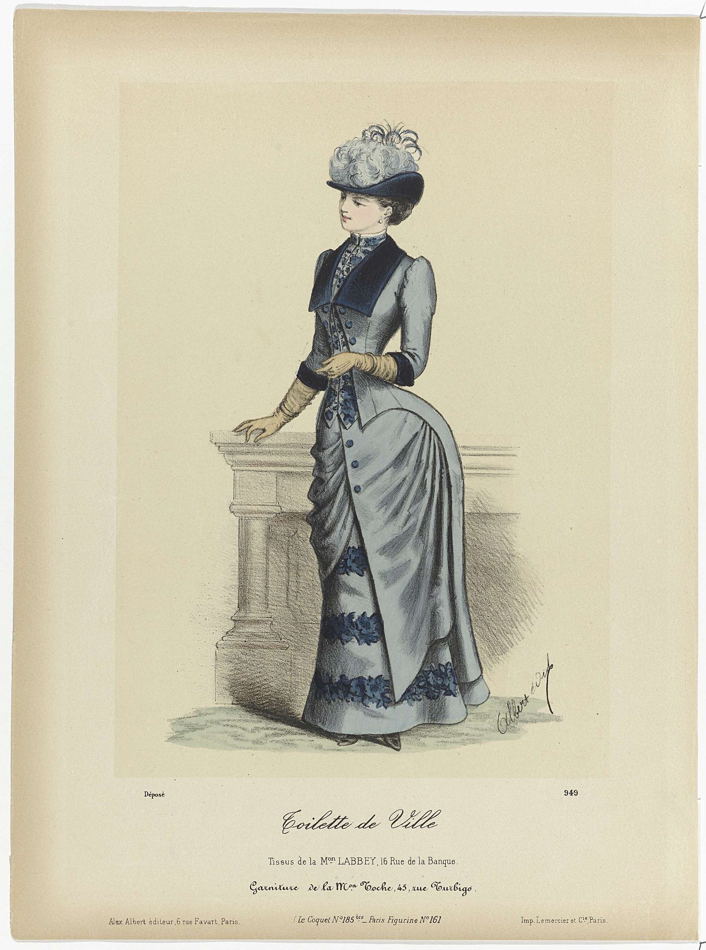 Le Coquet, No. 185 bis, Paris Figurine, No. 161, ca. 1884, No. 949 : Toilette de Ville by Anonymous