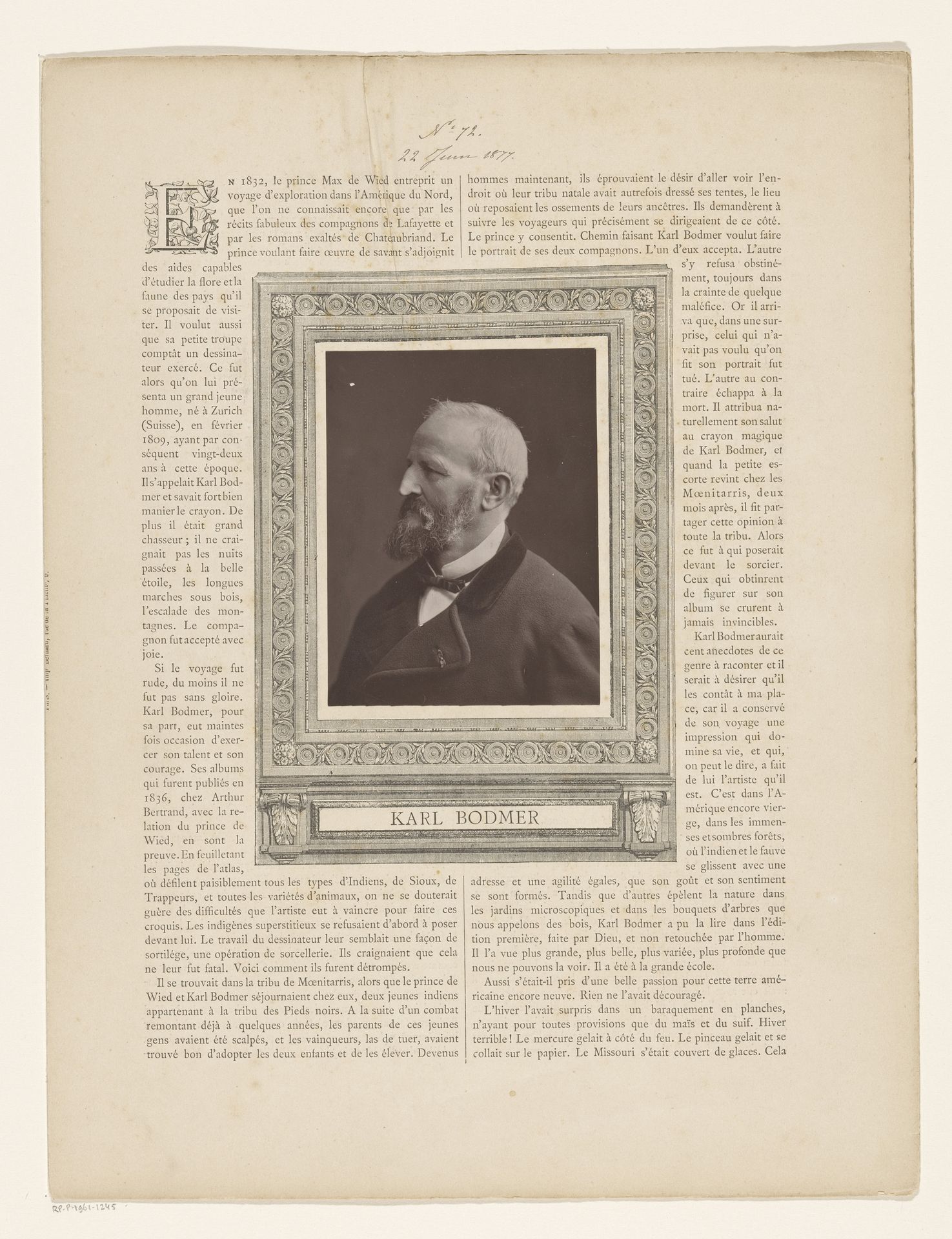 Portret van Karl Bodmer by Anonymous