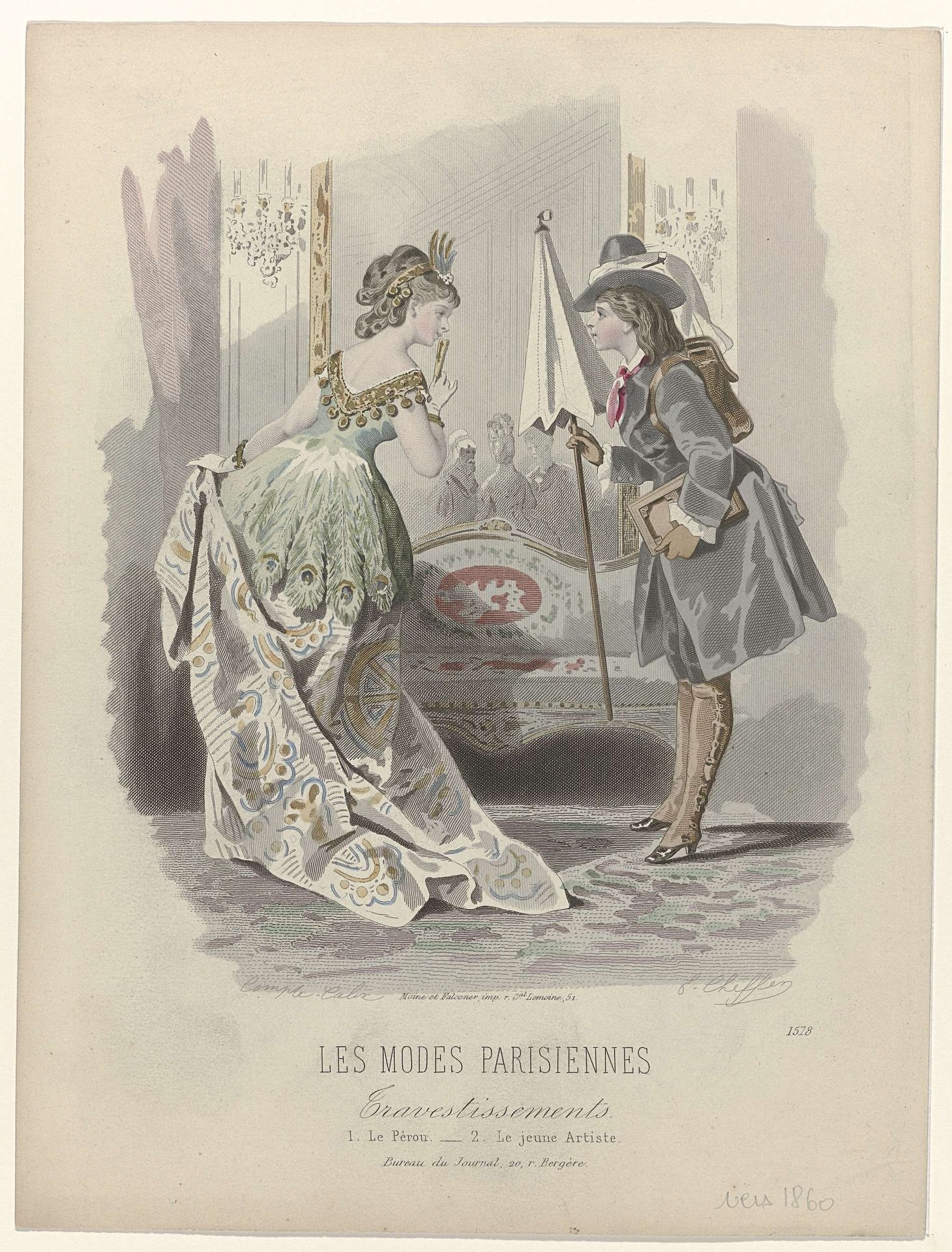 Les Modes Parisiennes, ca. 1864, No. 1578 : Travestissements (...) by E. Cheffer