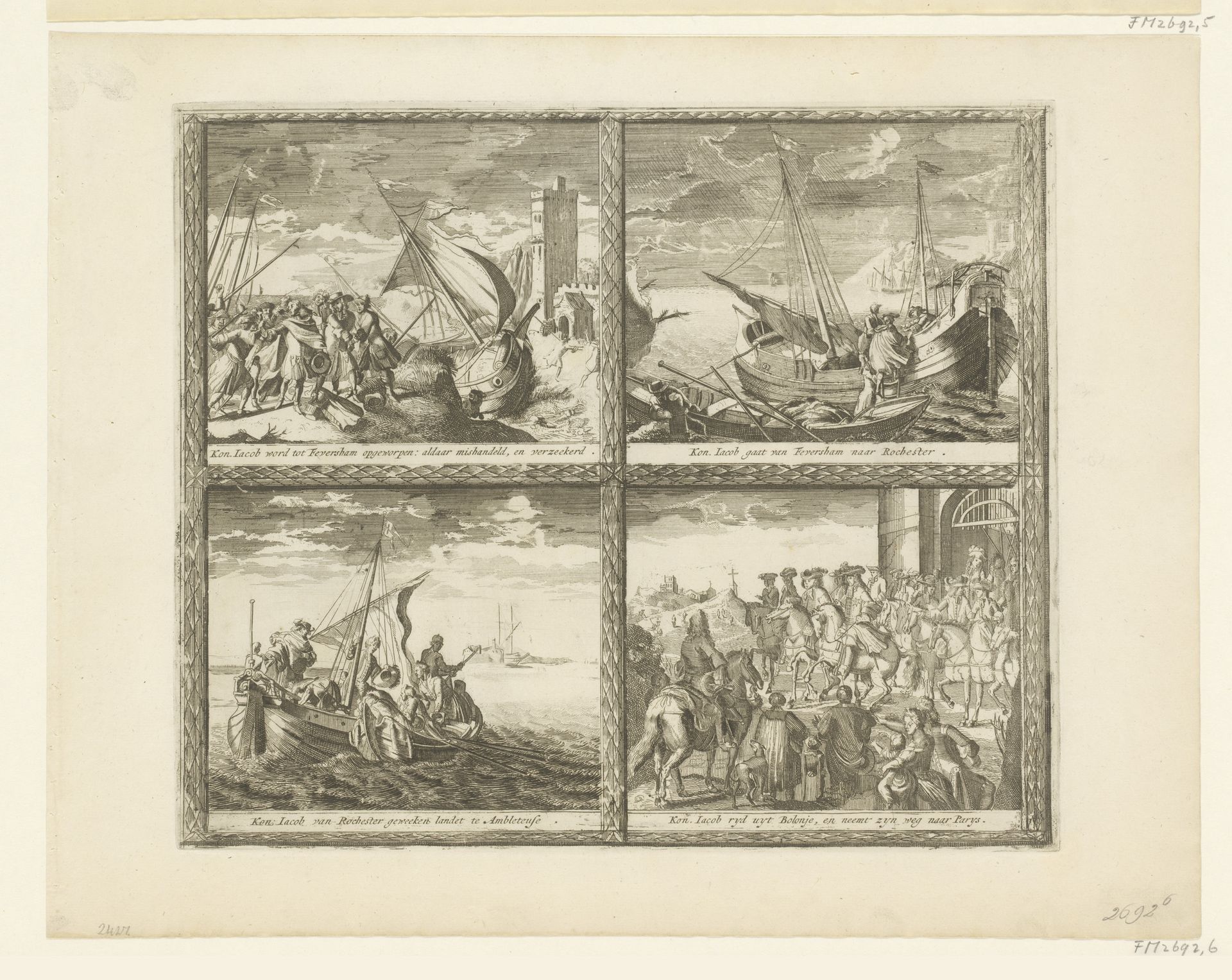 Vlucht van Jacobus II naar Rochester en Parijs, 1688-1691 by Anonymous