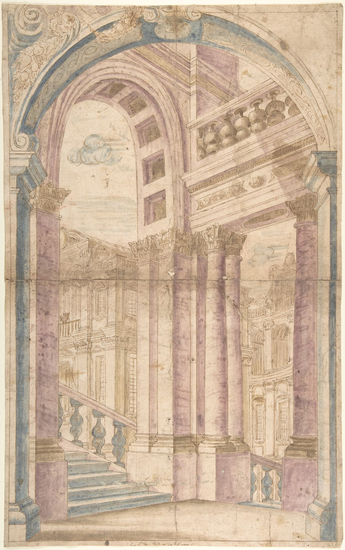 Design for a Painted Wall Decoration: Architectural Perspective Seen Through an Arch by Anonymous