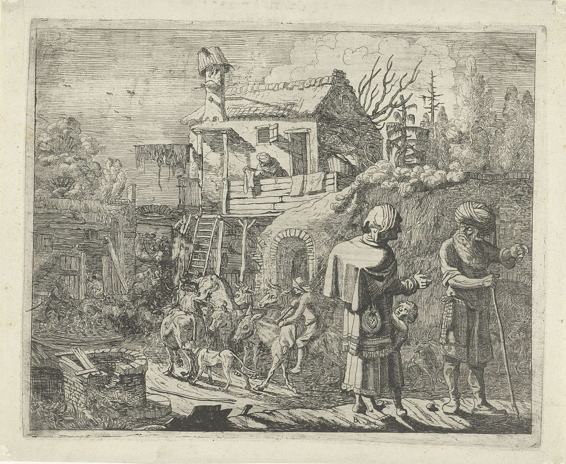 Abraham verstoot Hagar en Ismaël by Anonymous